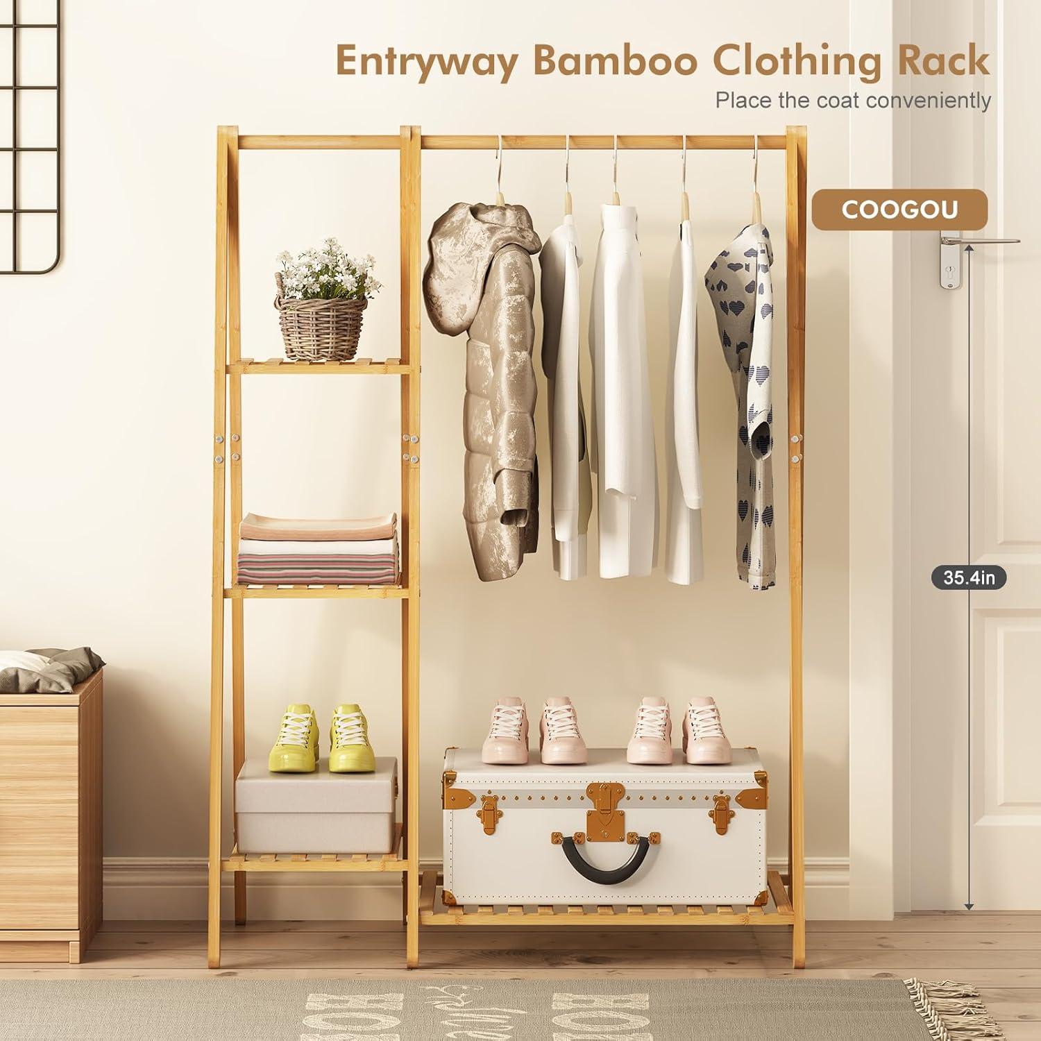 Perchero de Bambú COOGOU 4 Capas para Ropa de Niños