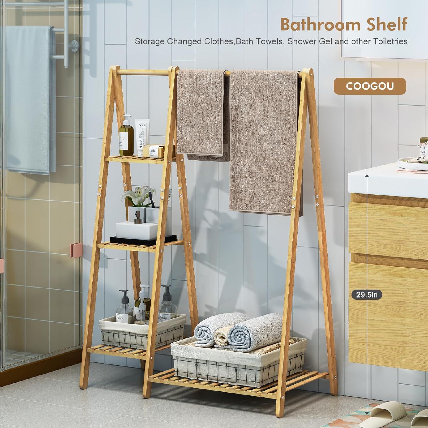 Perchero de Bambú COOGOU 4 Capas para Ropa de Niños