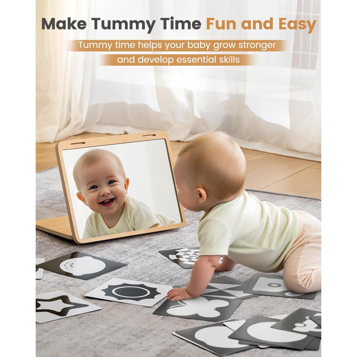 Espejo Montessori para Bebé Brezlio 2 en 1 con Tarjetas