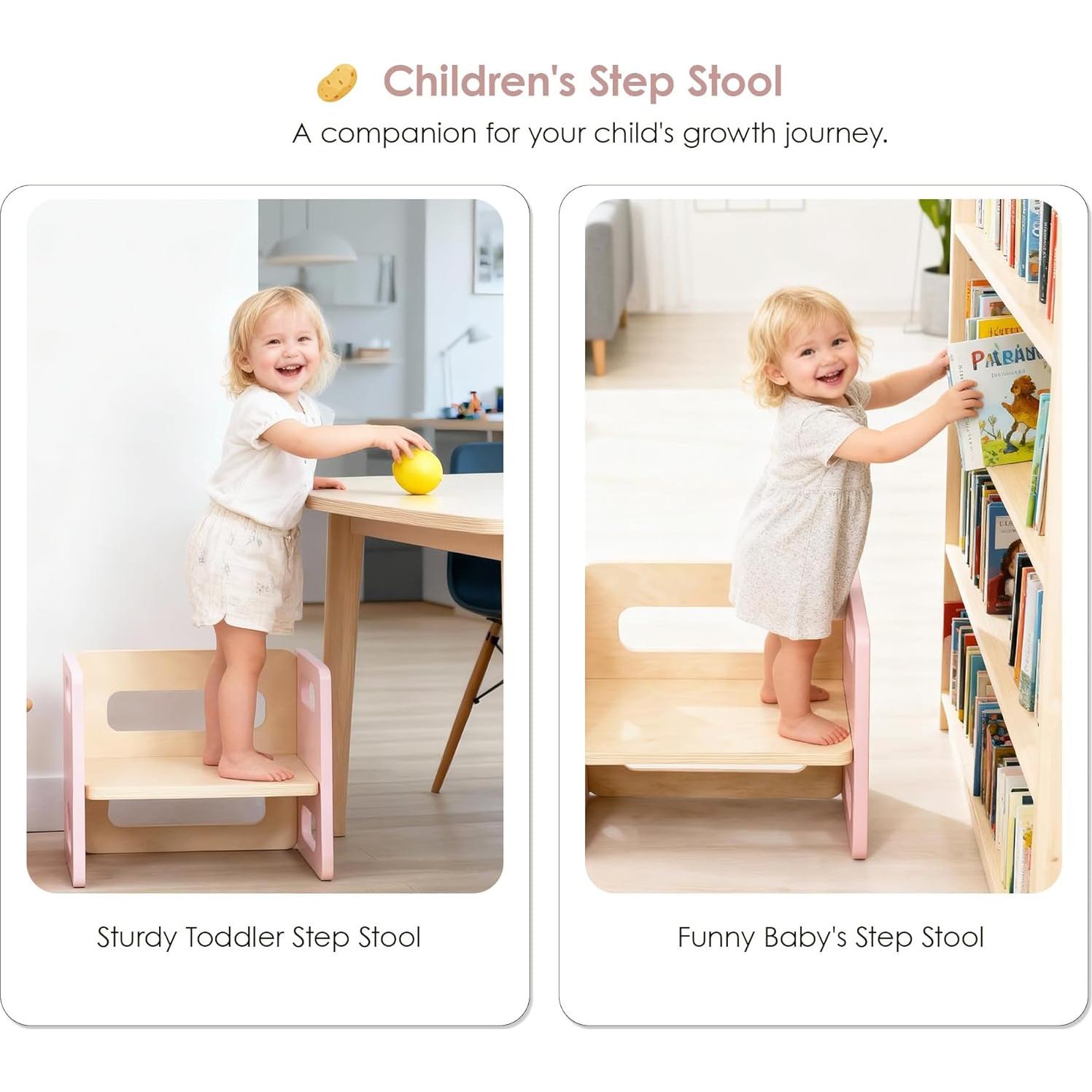 Mesa y Silla Montessori Rosa Ajustable para Niños Pequeños