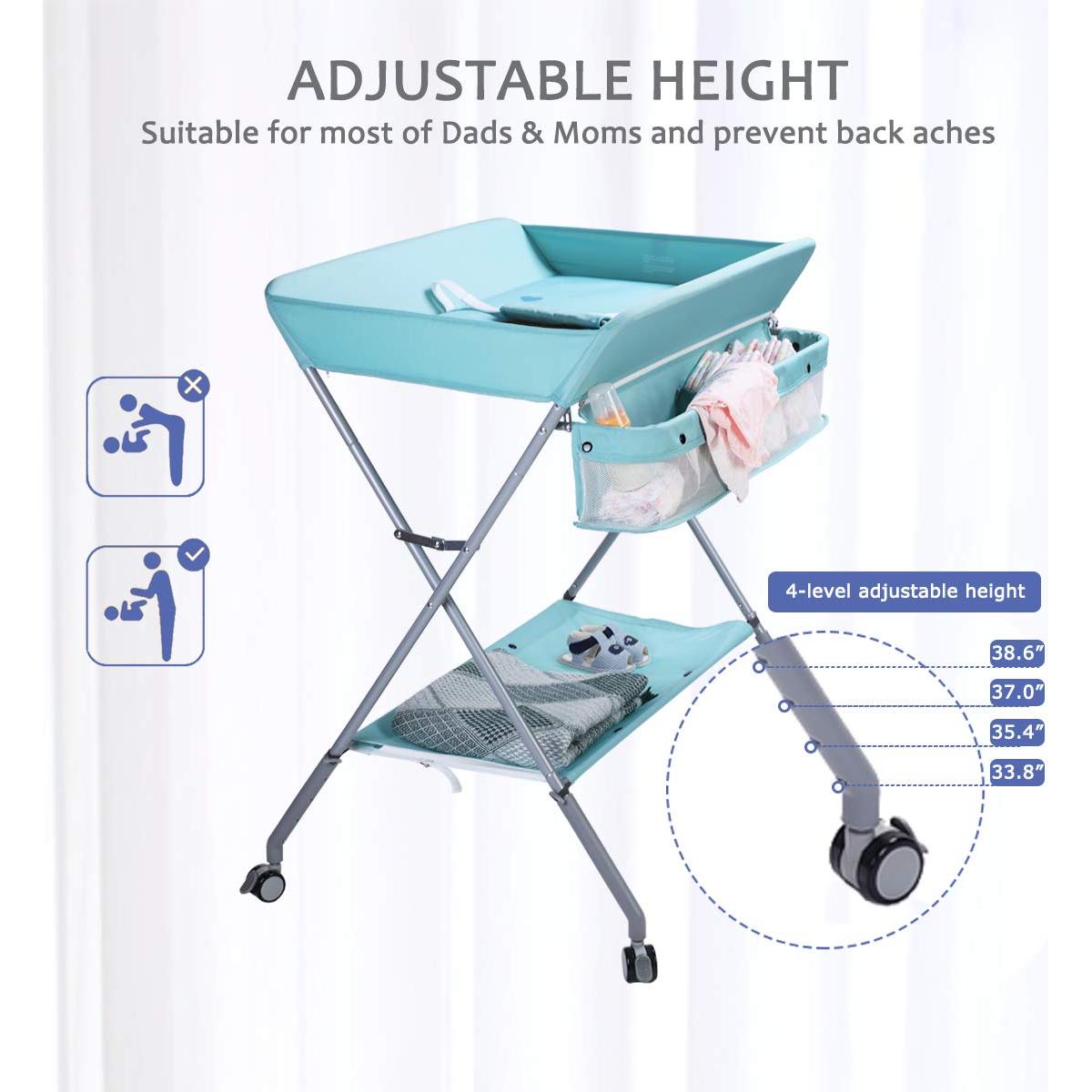 Mesa de Cambio de Bebé Plegable EGREE Verde Ajustable