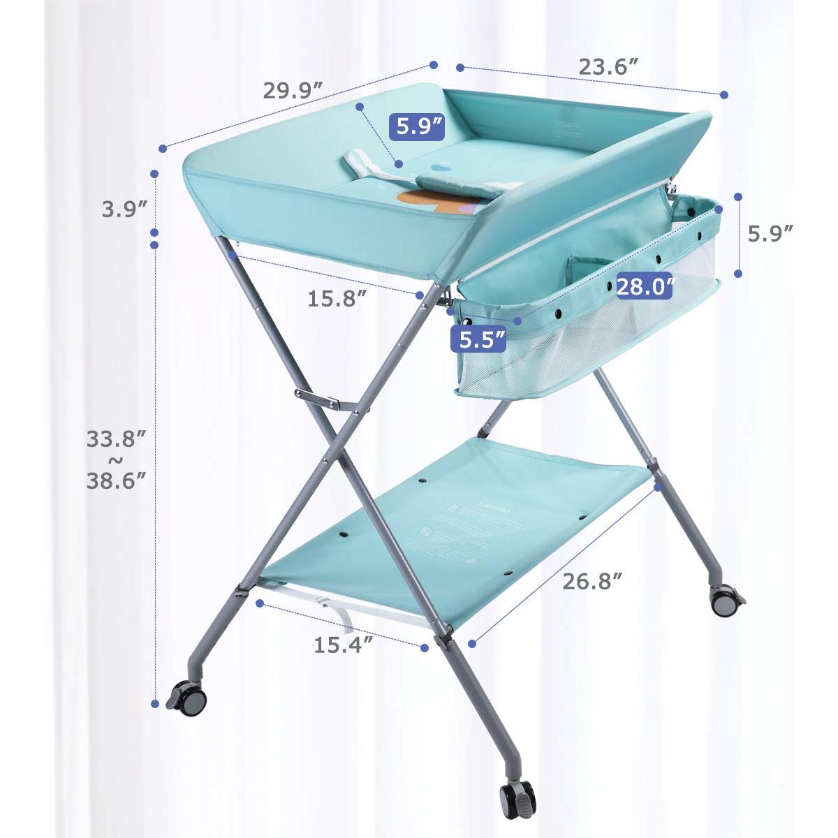 Mesa de Cambio de Bebé Plegable EGREE Verde Ajustable