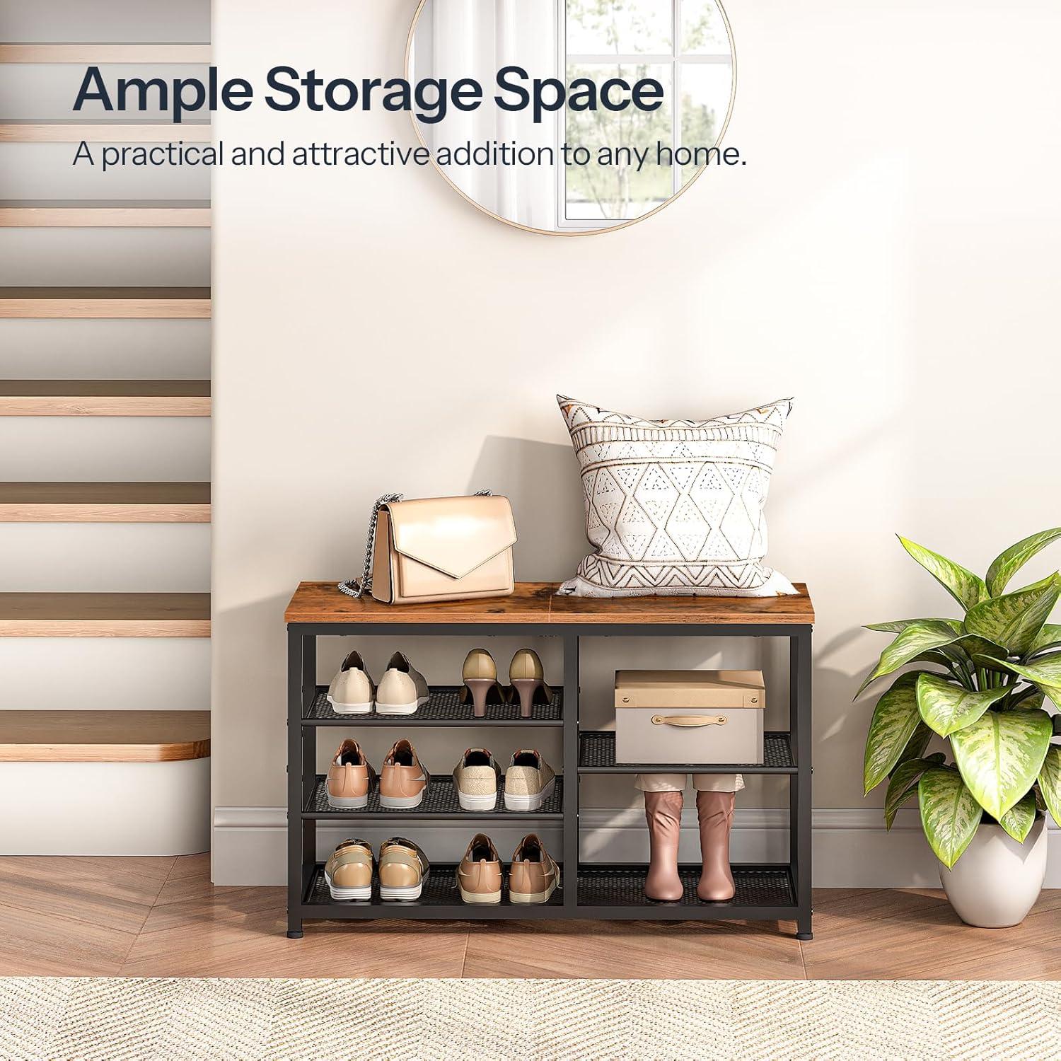 Banco para zapatos HOOBRO BF36HX01 80 cm Marrón Rústico y Negro