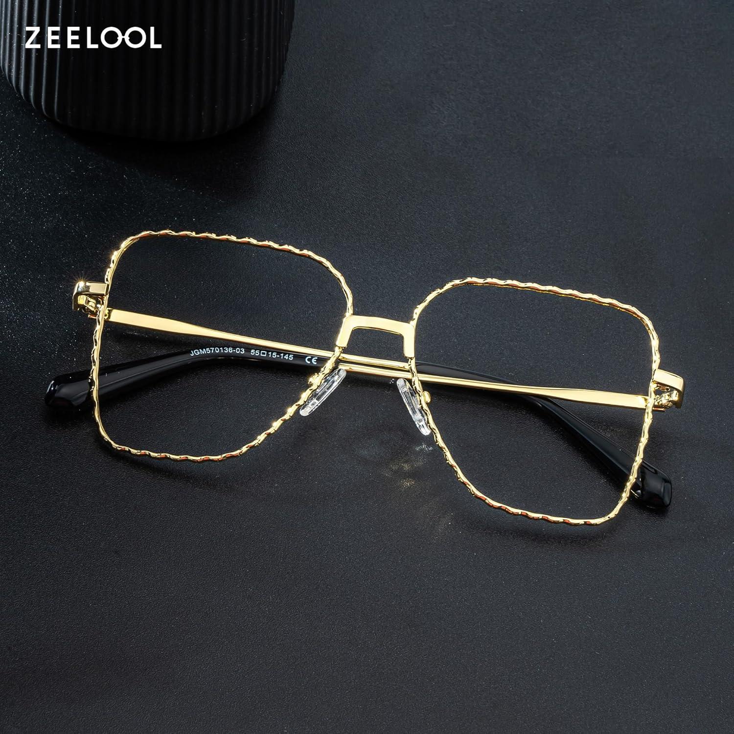 Gafas Aviador Zeelool Doradas con Lentes Anti Luz Azul