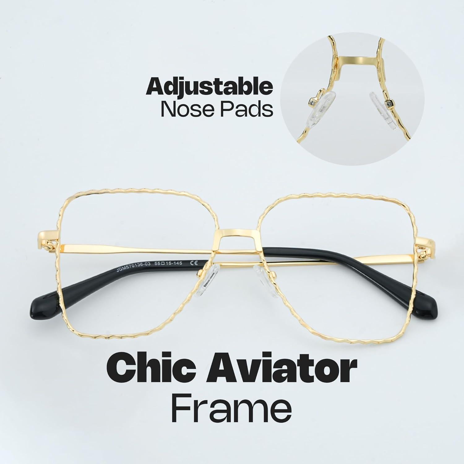 Gafas Aviador Zeelool Doradas con Lentes Anti Luz Azul