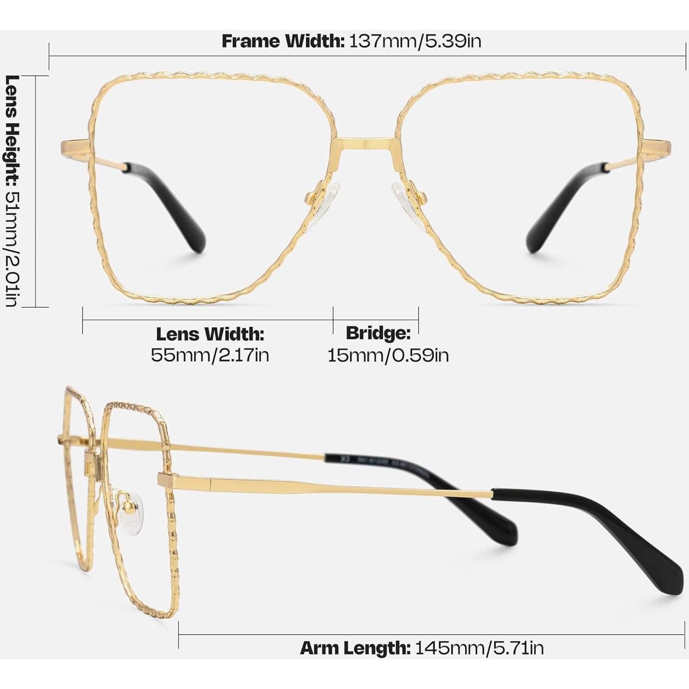 Gafas Aviador Zeelool Doradas con Lentes Anti Luz Azul