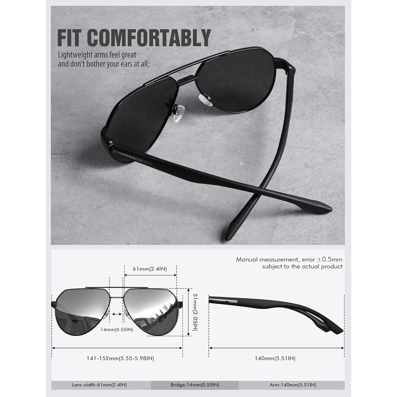 Gafas de sol LUENX Aviador Polarizadas UV400 para Hombres