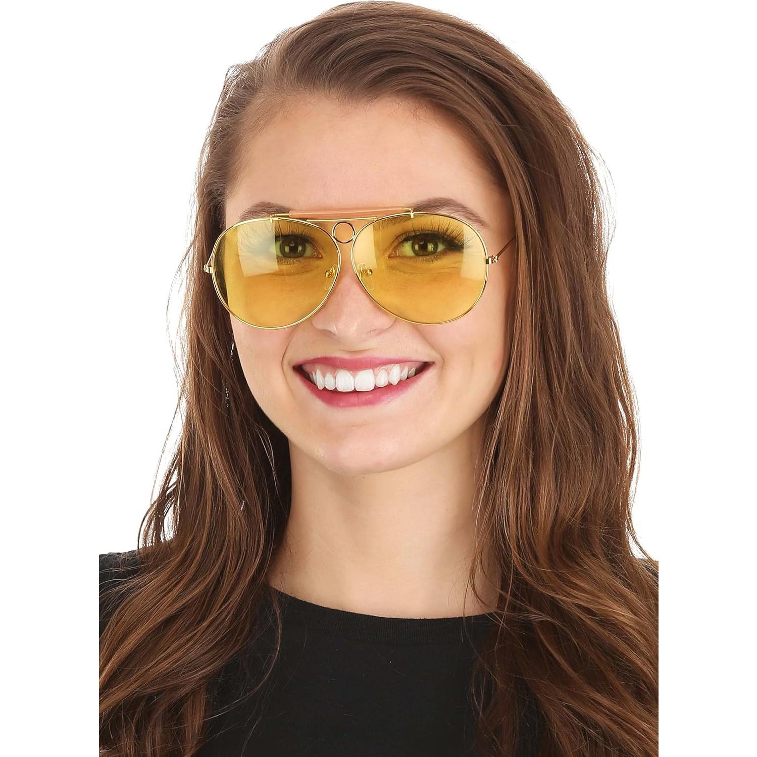 Gafas de Sol Amarillas Fun Costumes - Montura Dorada