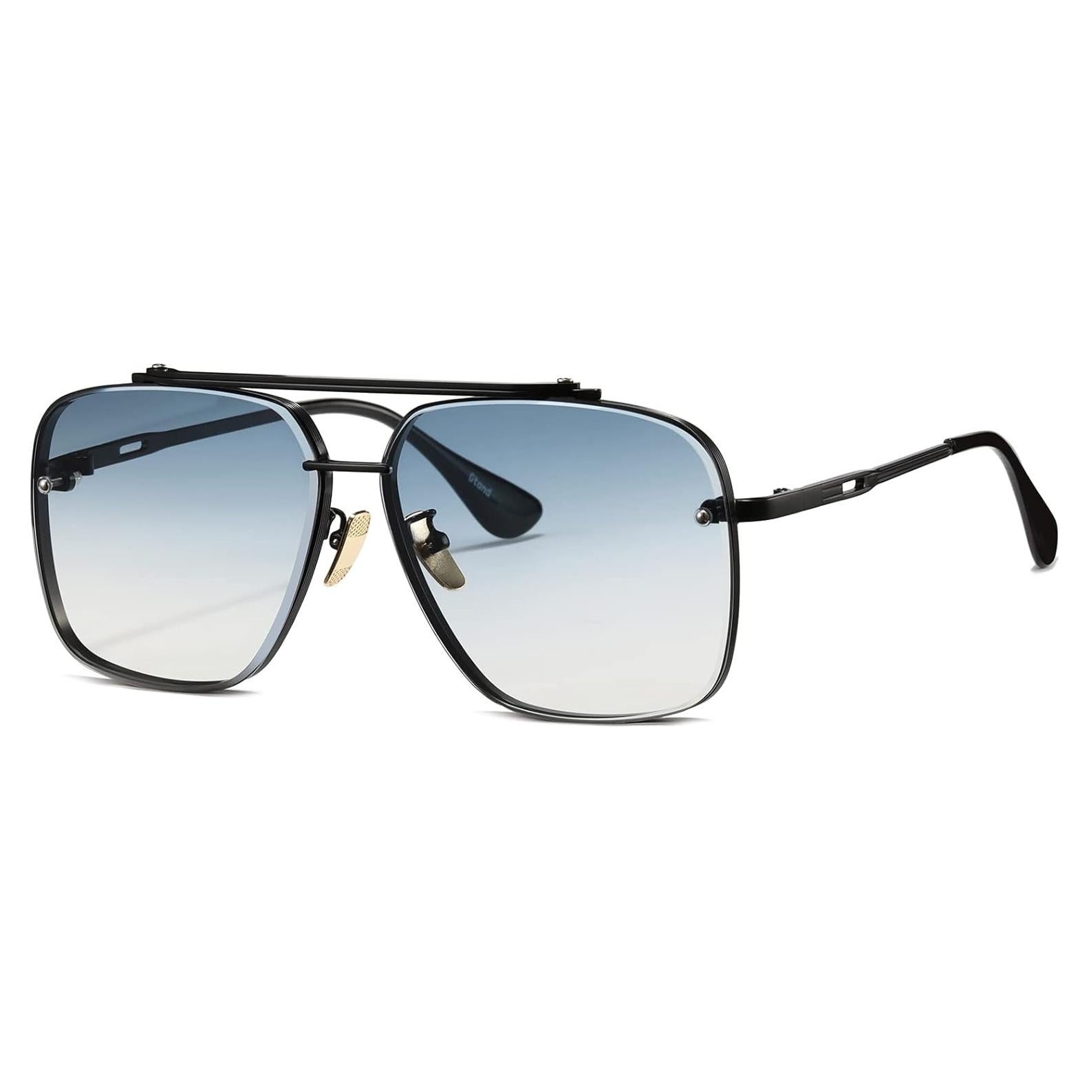 Gafas de sol aviador grandes C9 con lente azul degradado