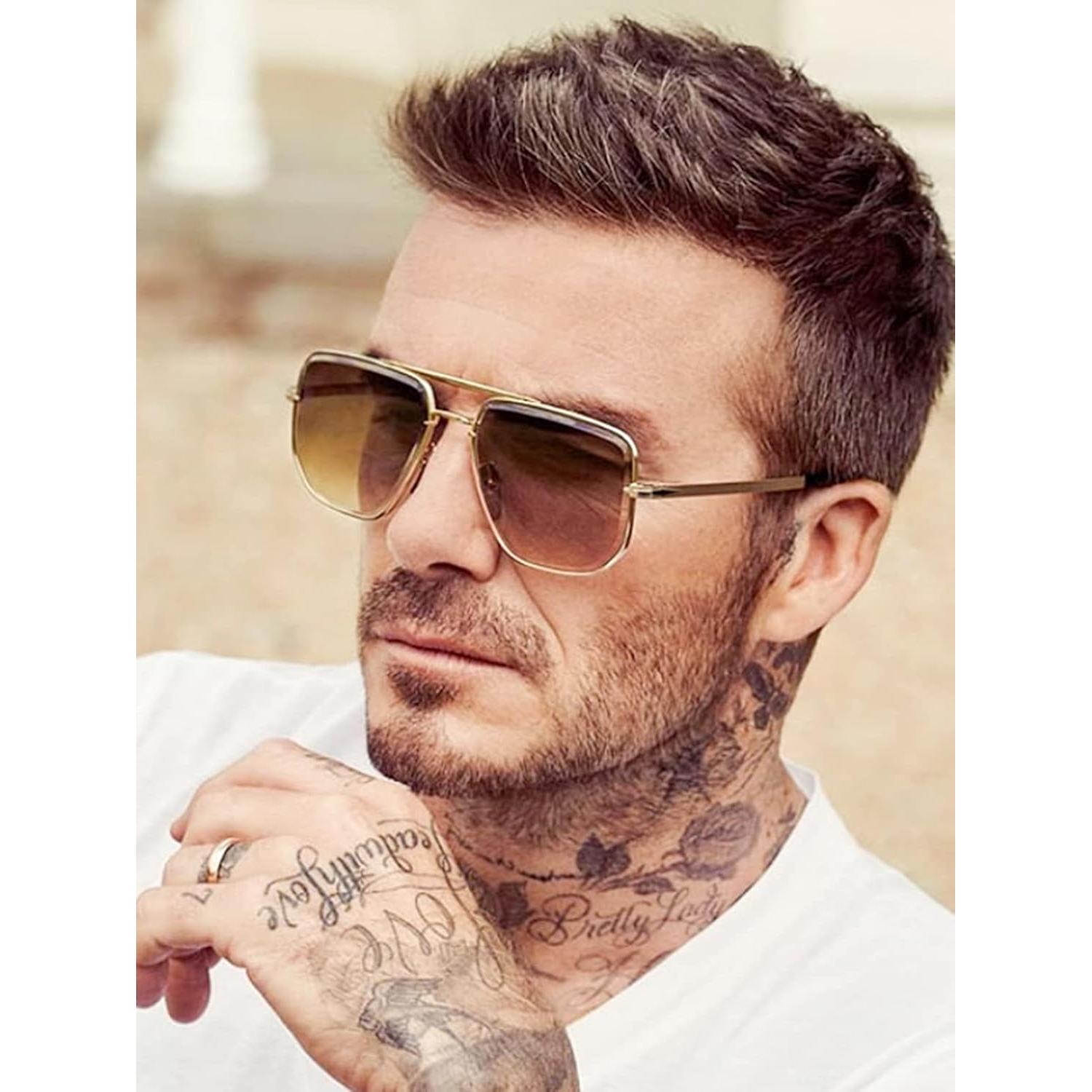 Gafas de sol cuadradas AIEYEZO UV400 estilo piloto militar