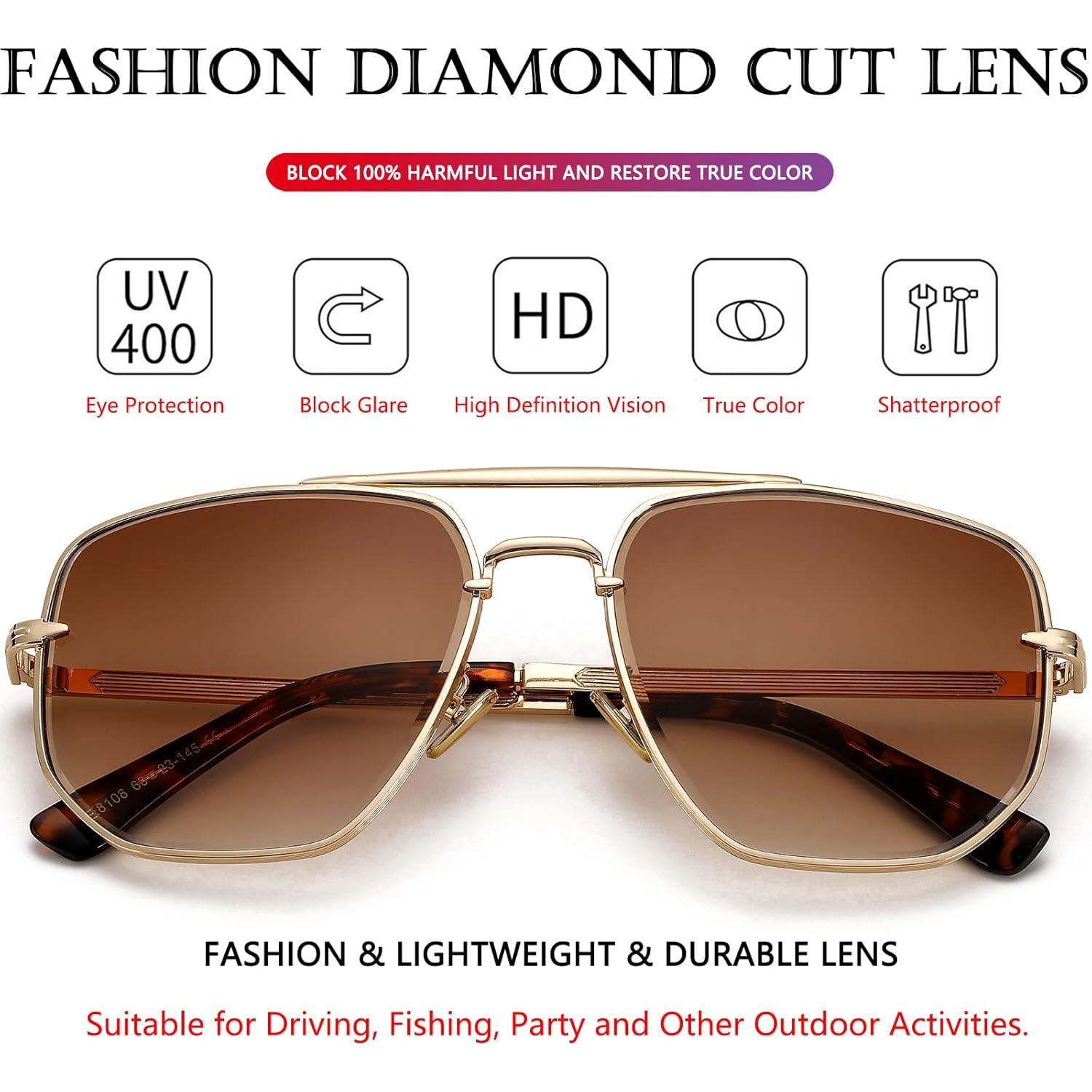 Gafas de sol cuadradas AIEYEZO UV400 estilo piloto militar