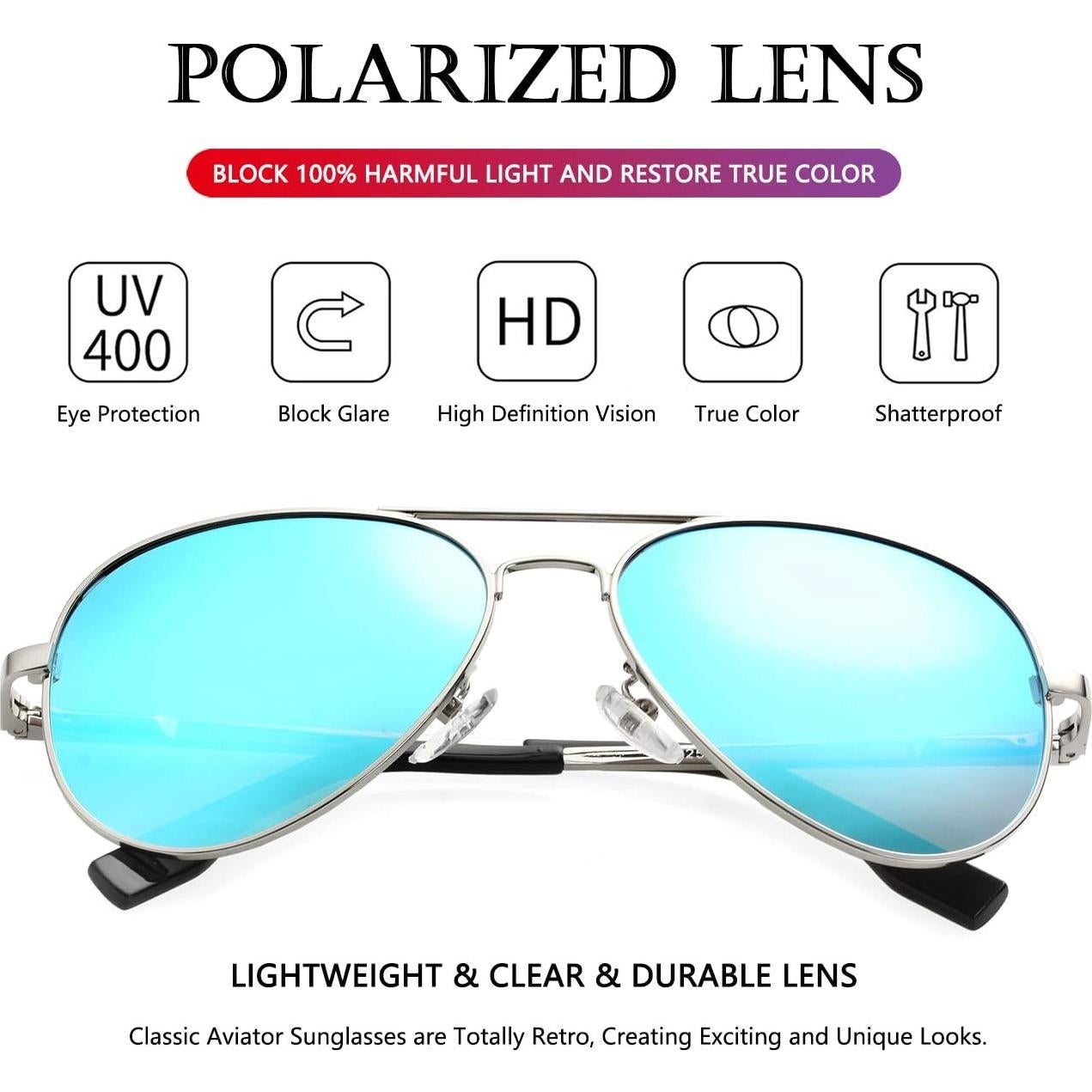 Gafas de sol AIEYEZO aviador polarizadas UV400 plata