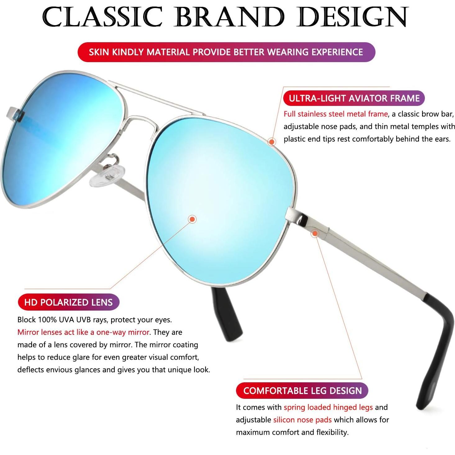 Gafas de sol AIEYEZO aviador polarizadas UV400 plata