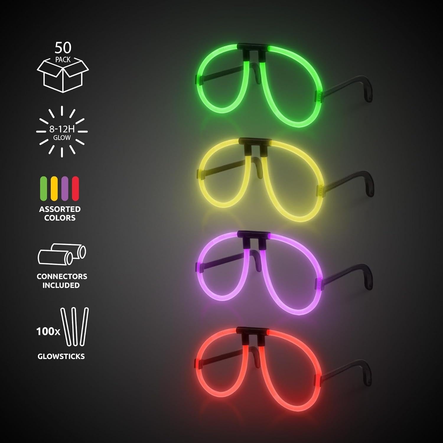 Gafas de Aviador Brillantes Windy City - Paquete de 50