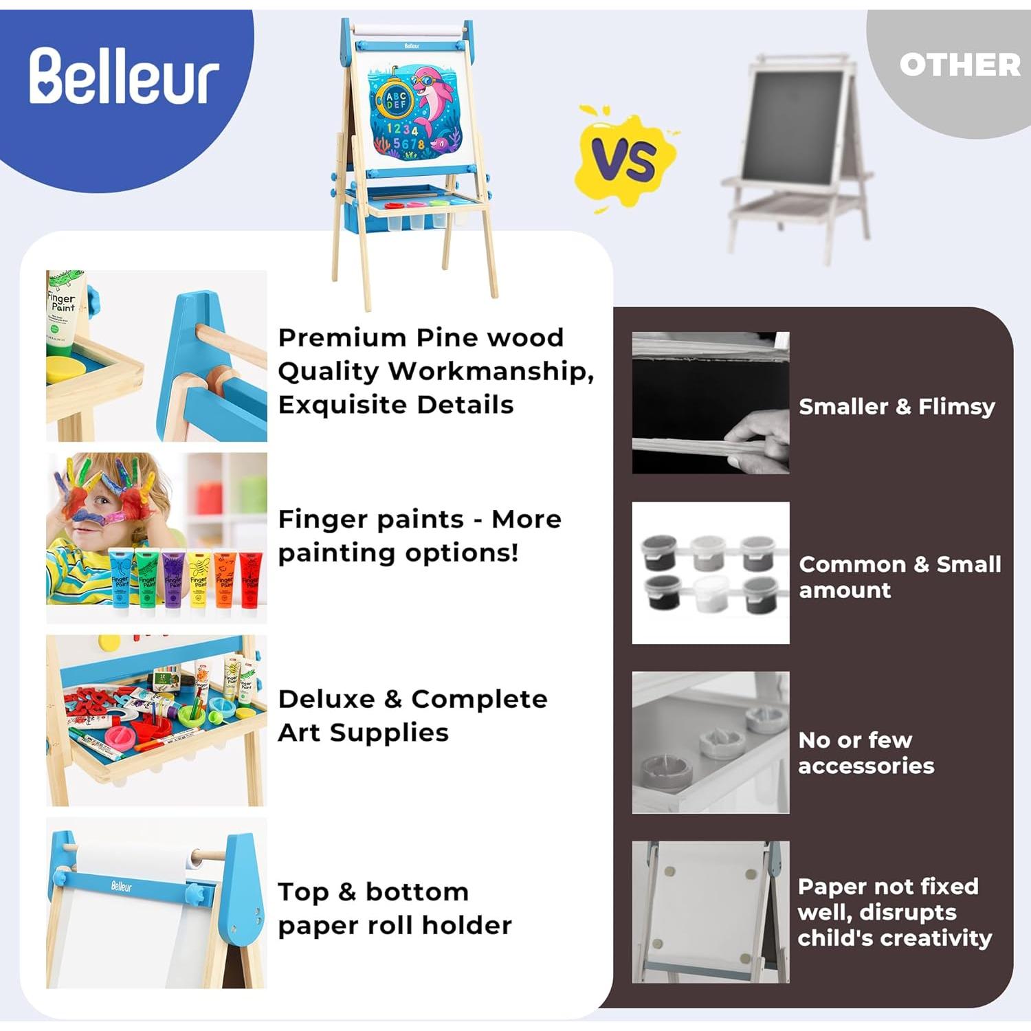 Caballete de Arte Ajustable Belleur para Niños 2-8 Años - Azul