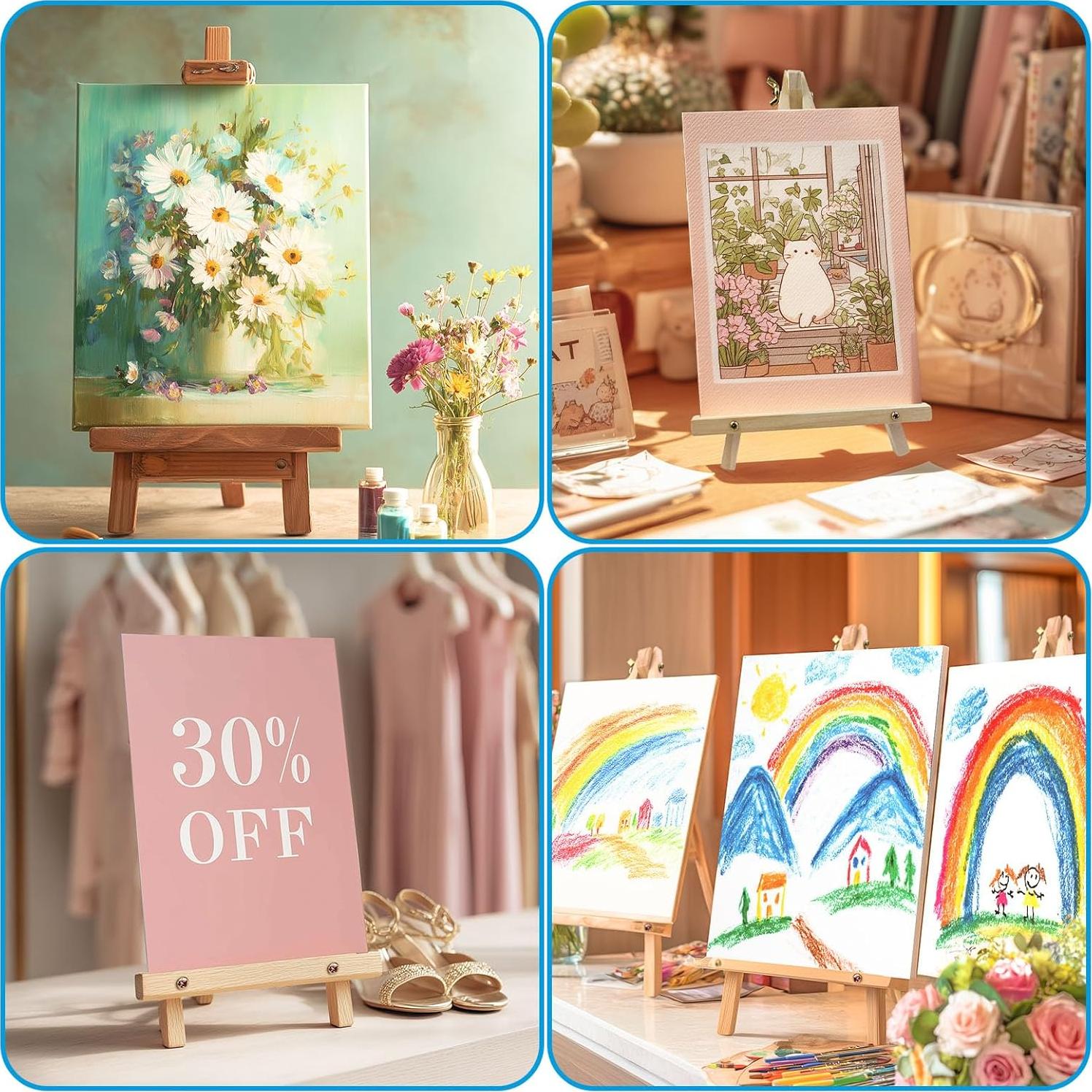 Set de 6 Caballetes de Madera Plavixium 22.86 cm para Pintura