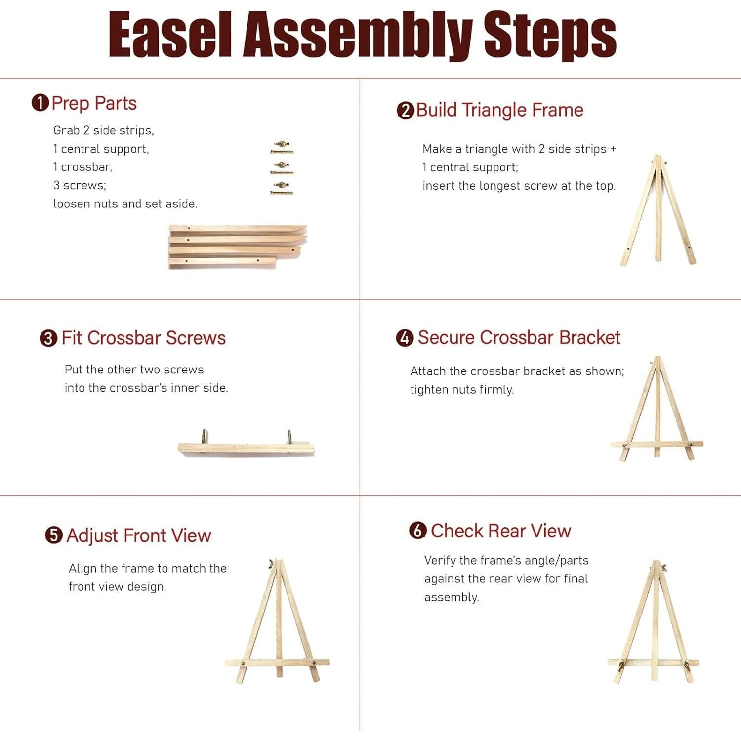 Set de 6 Caballetes de Madera Plavixium 22.86 cm para Pintura