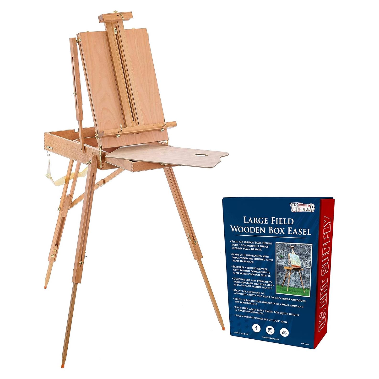 Caballete Francés Grande U.S. Art Supply Madera de Haya Ajustable