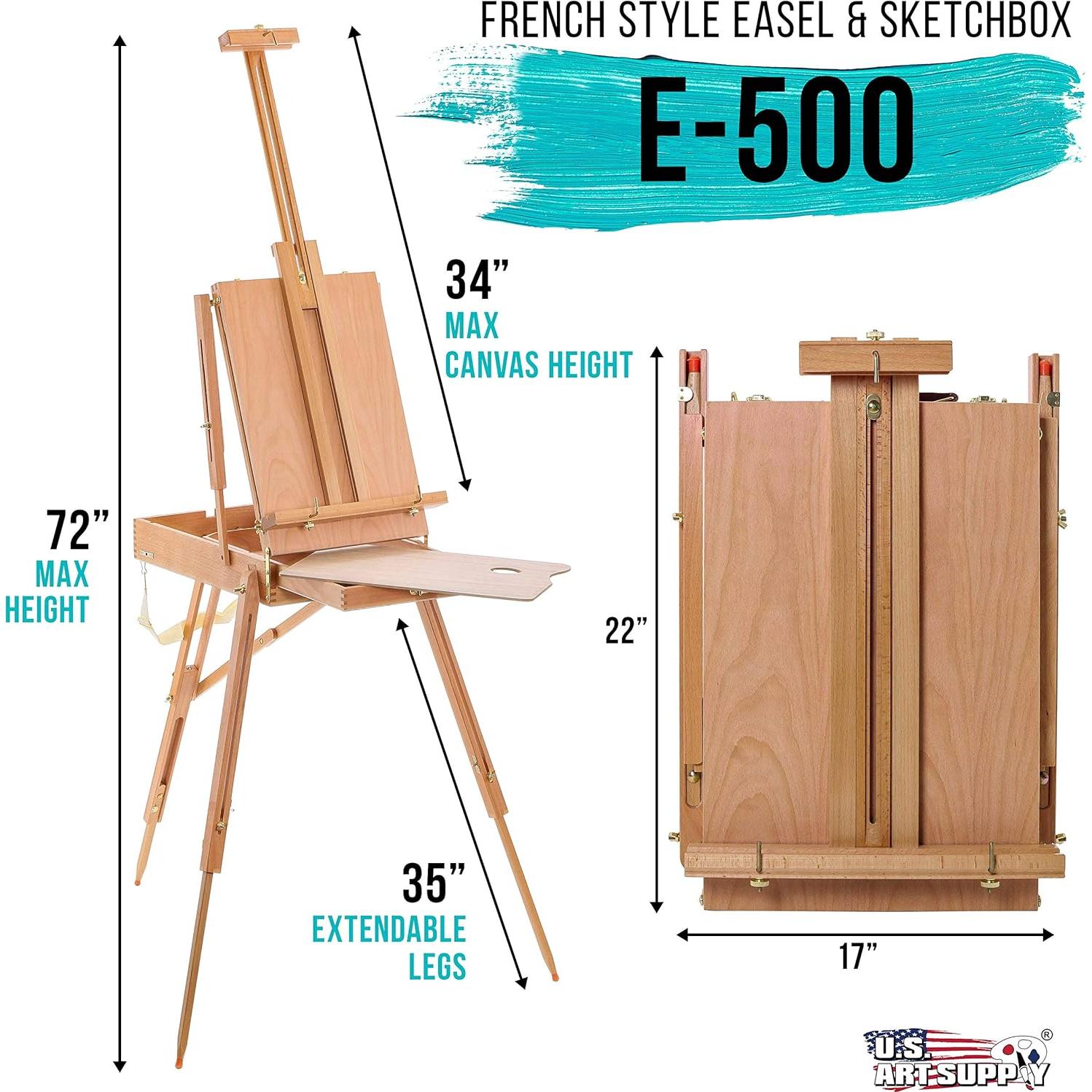 Caballete Francés Grande U.S. Art Supply Madera de Haya Ajustable