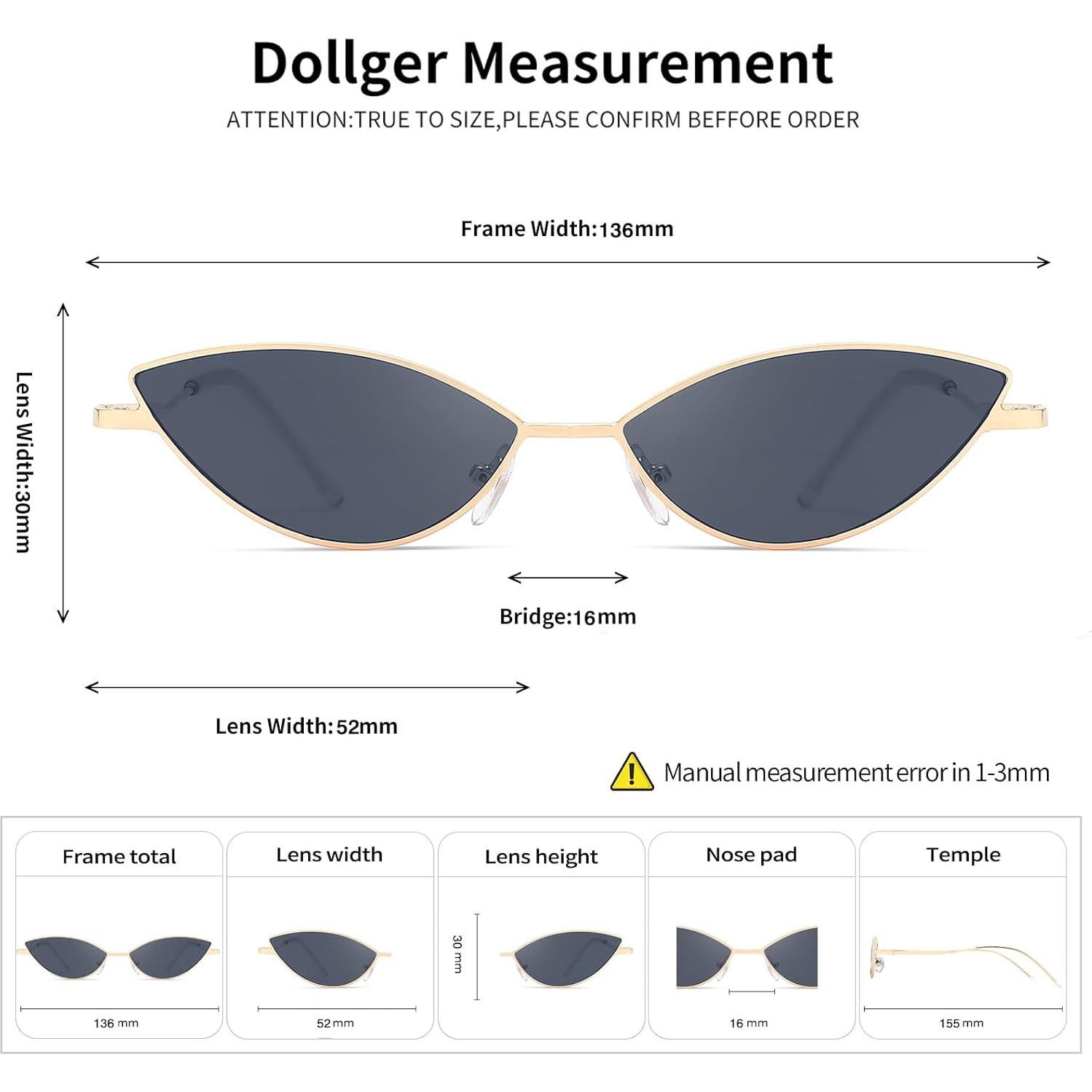 Gafas de sol Dollger ojo de gato triangulares UV400 unisex