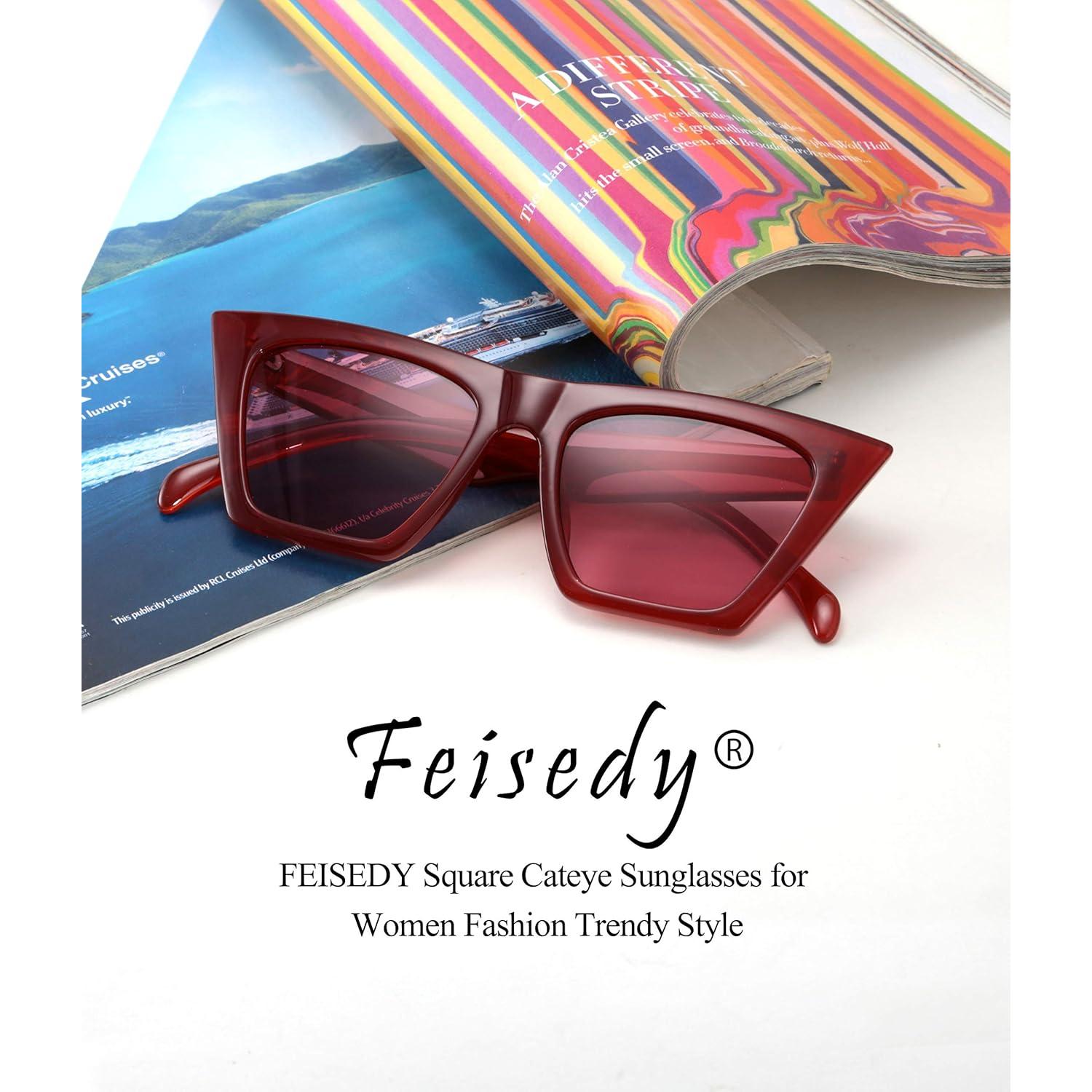 Gafas de Sol FEISEDY Cuadradas UV400 para Mujer