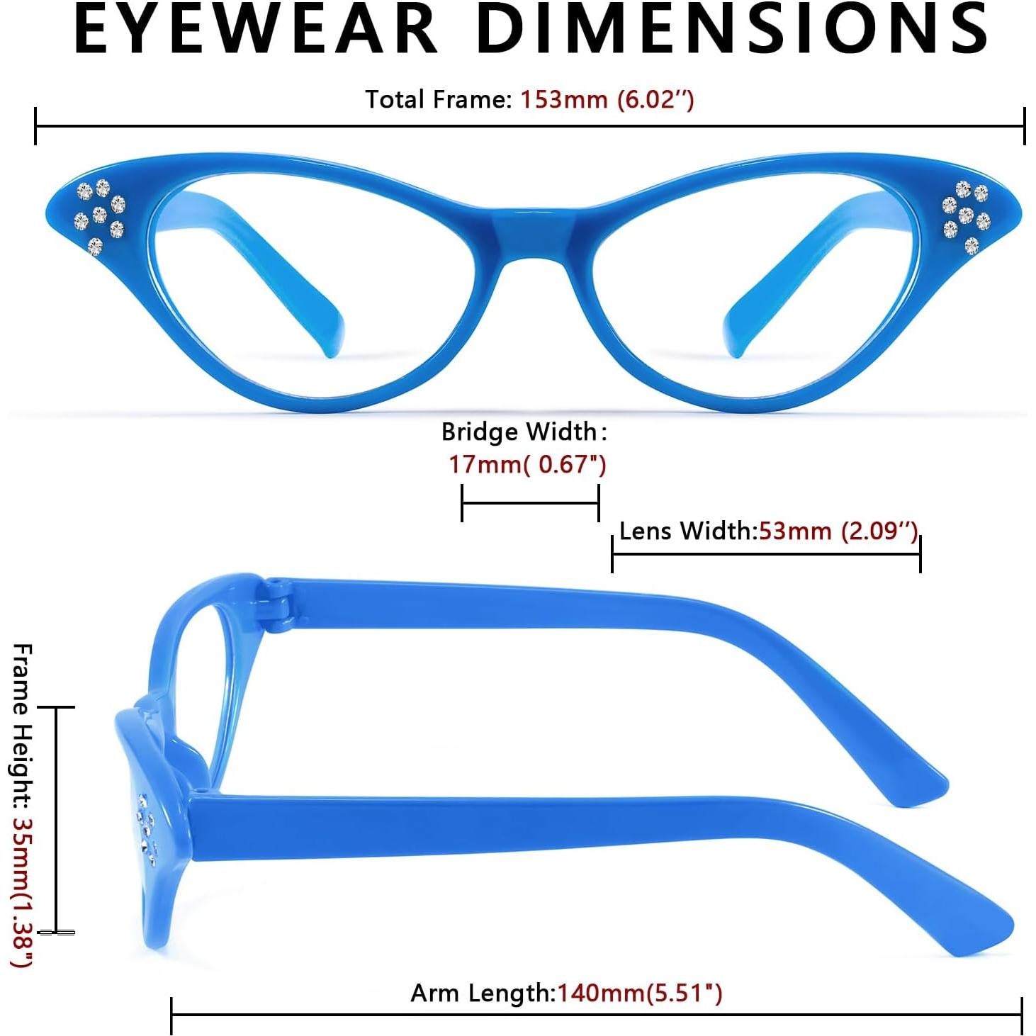 Gafas de Sol FEISEDY Cateye Vintage con Rhinestones 53mm