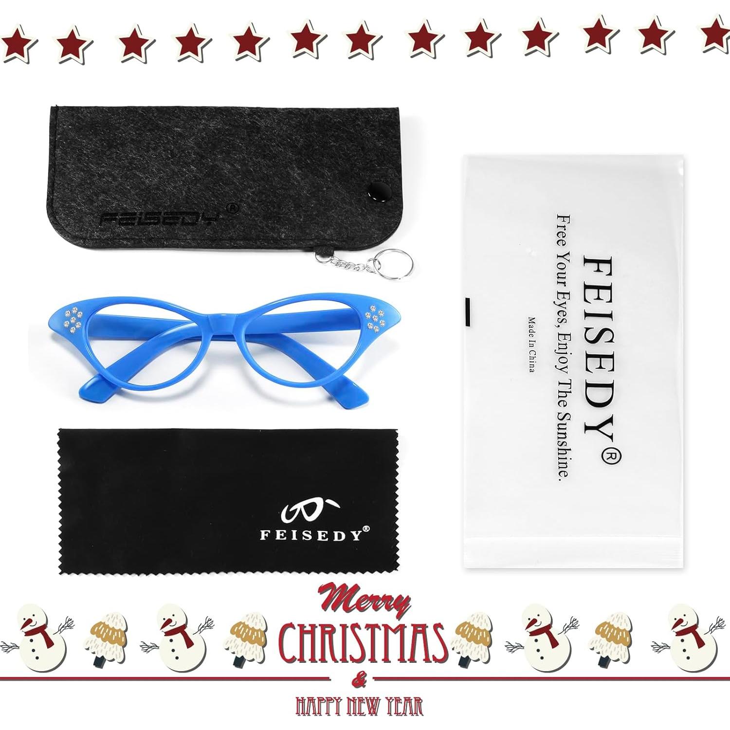 Gafas de Sol FEISEDY Cateye Vintage con Rhinestones 53mm