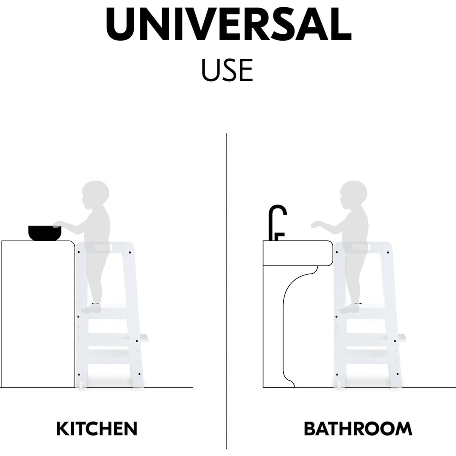 Torre de Aprendizaje Montessori Hauck Learn N Explore, Madera Ajustable, Blanco