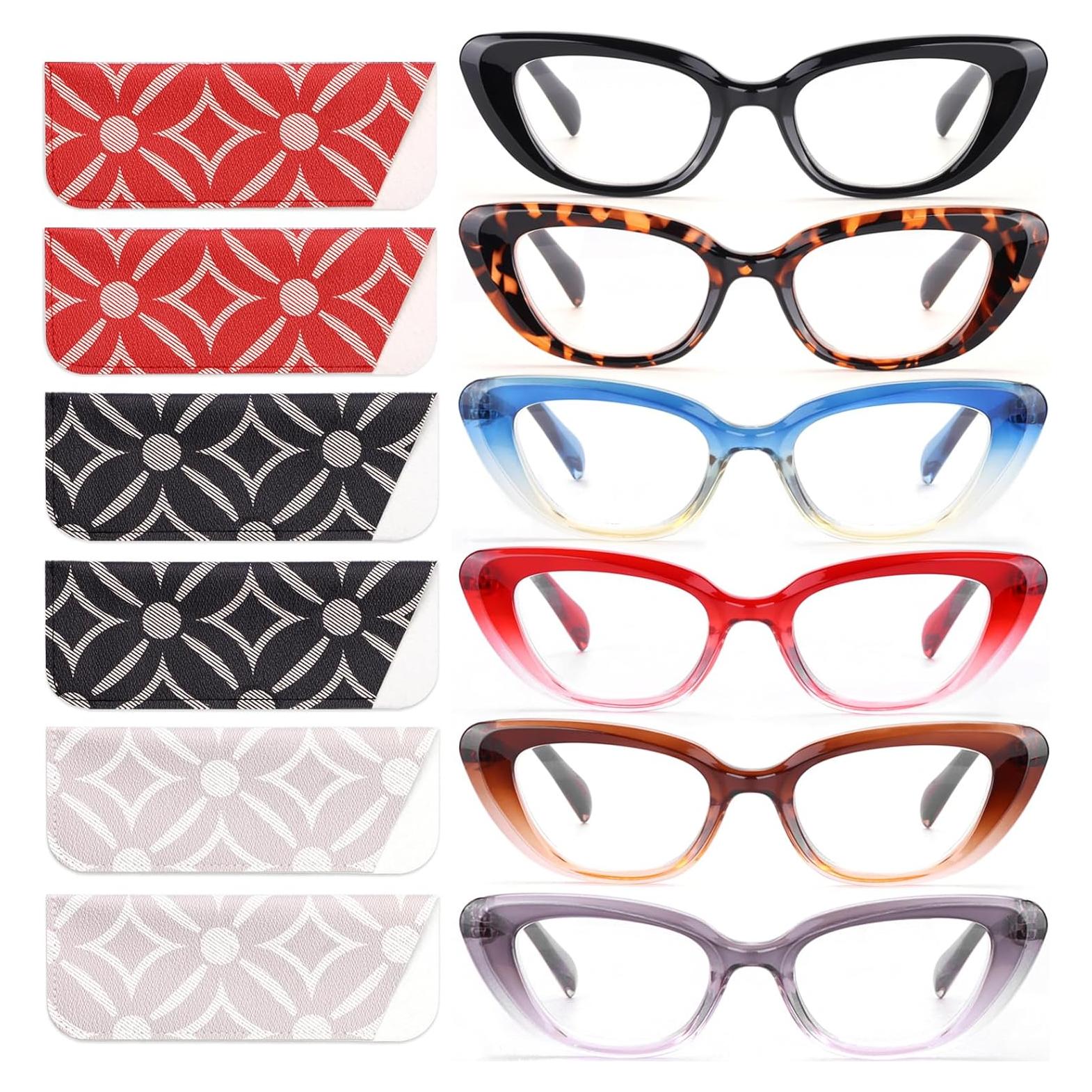 Paquete de 6 Gafas de Lectura Ojo de Gato para Mujeres