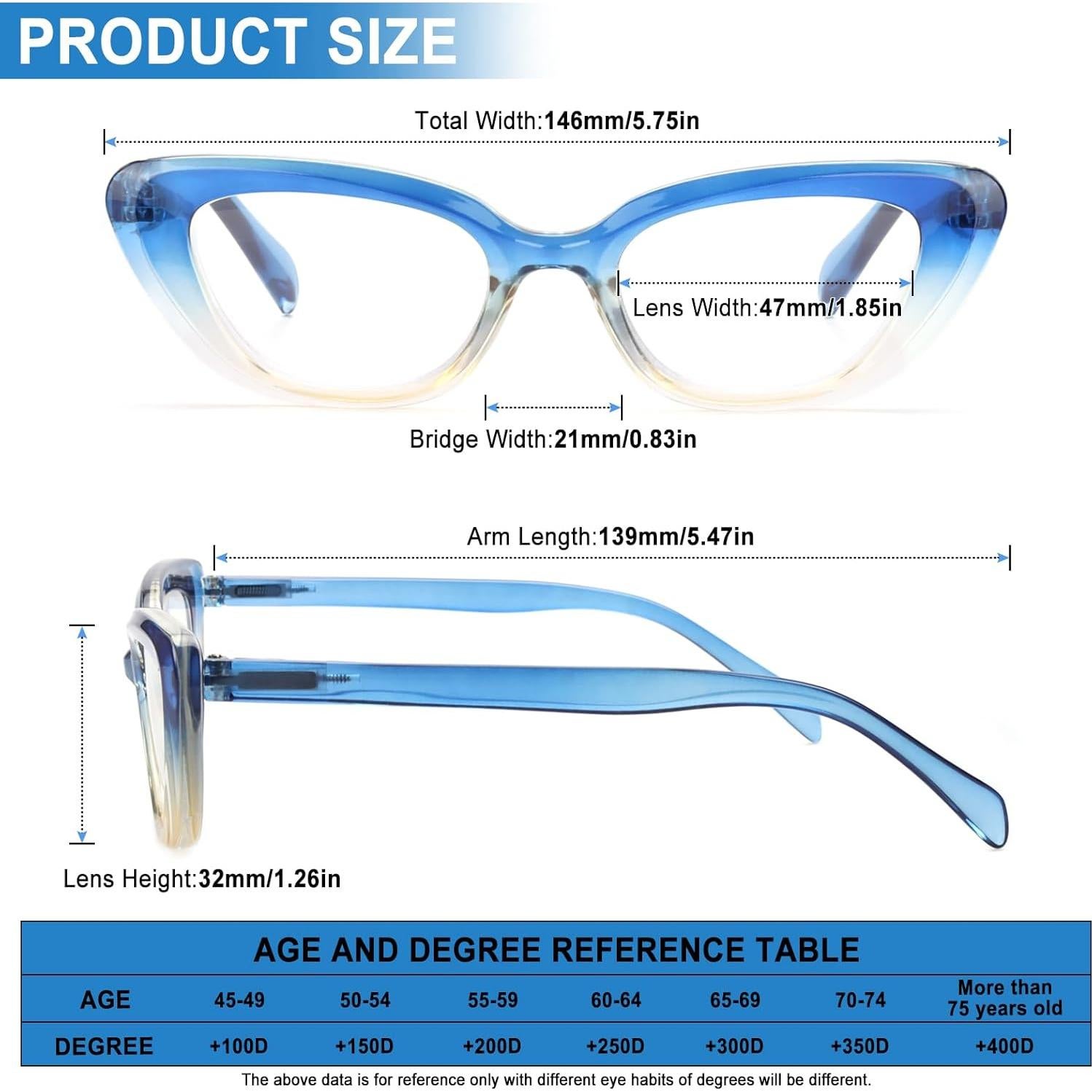 Paquete de 6 Gafas de Lectura Ojo de Gato para Mujeres