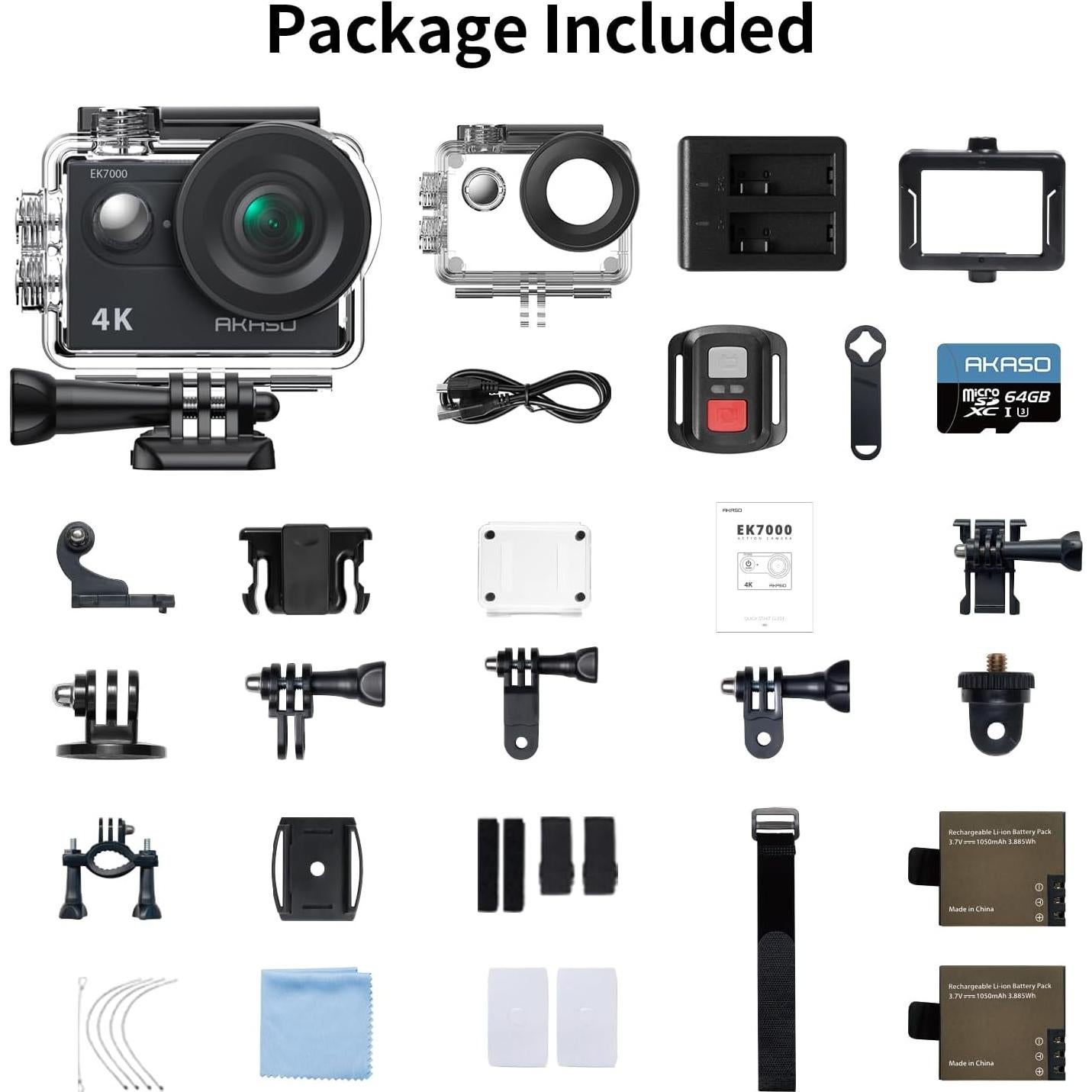 Cámara de acción AKASO EK7000 4K 20MP con control remoto