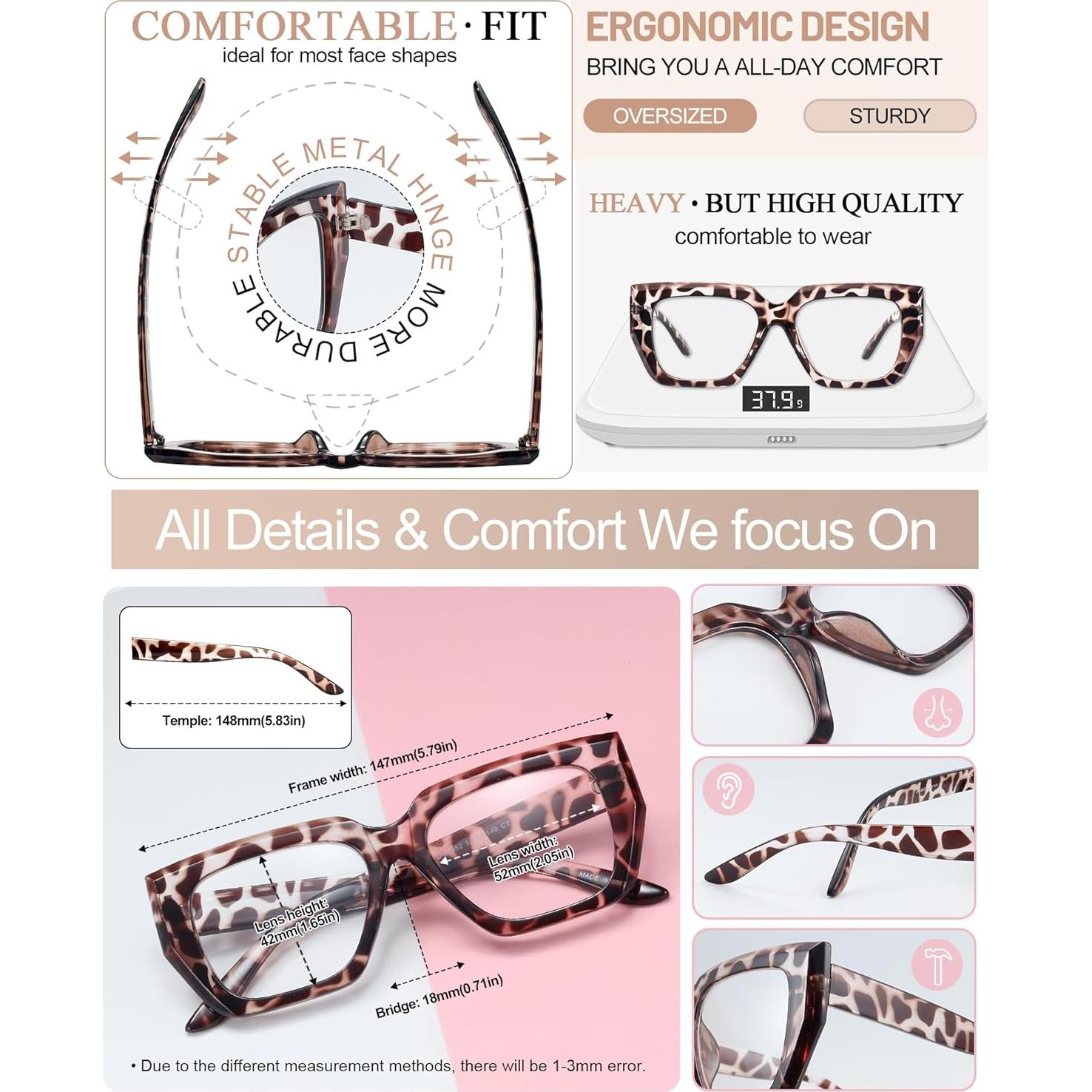 Gafas de Lectura Sobredimensionadas MARE AZZURO 1.25x Gato Ojo