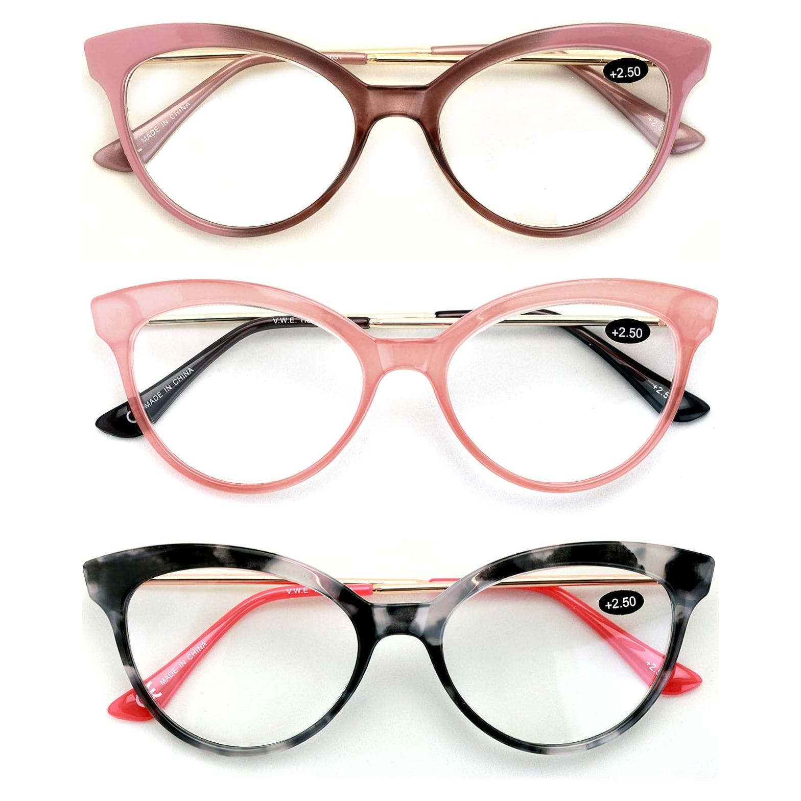 3 Pares de Gafas de Lectura Mujer Gato Metal 1.25x