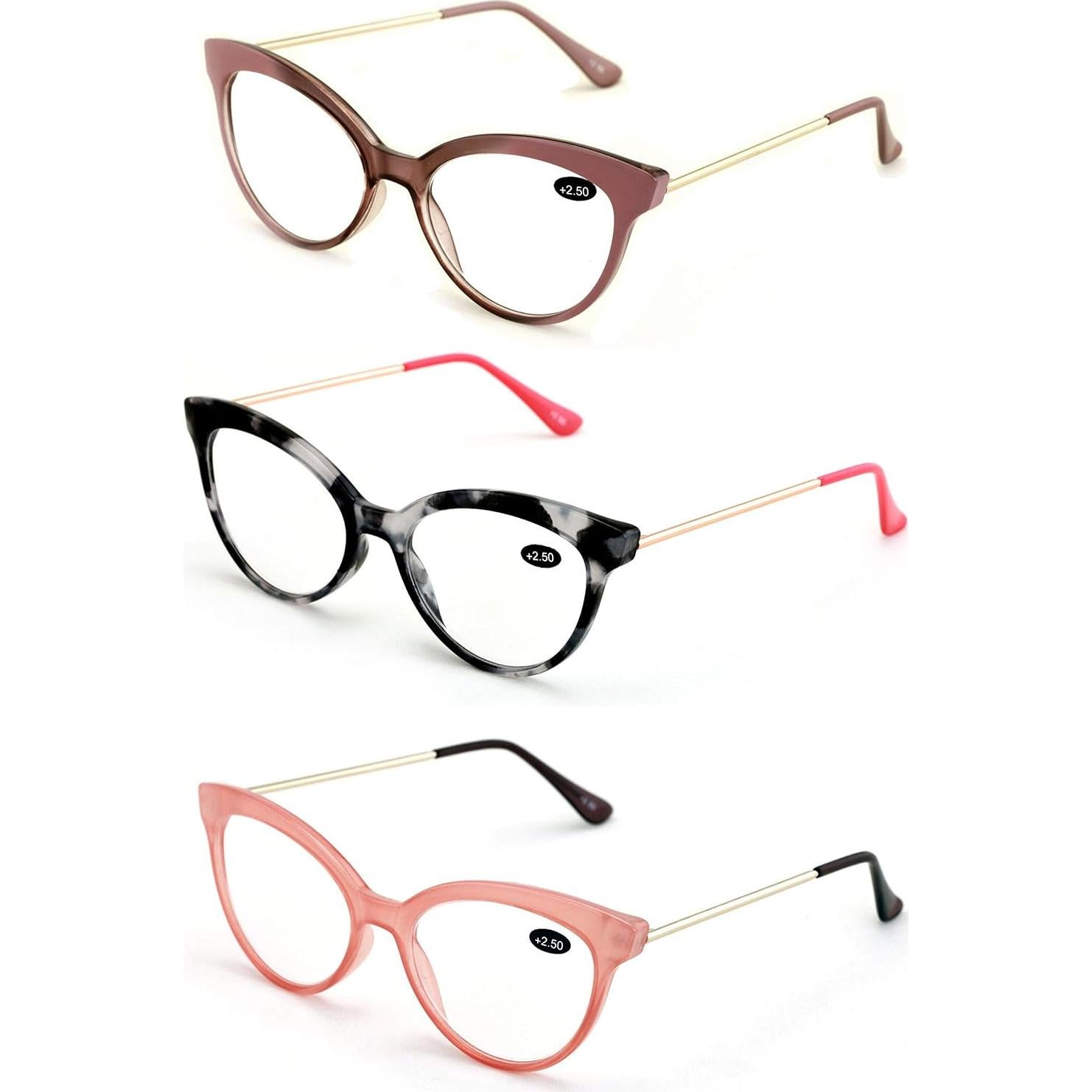 3 Pares de Gafas de Lectura Mujer Gato Metal 1.25x