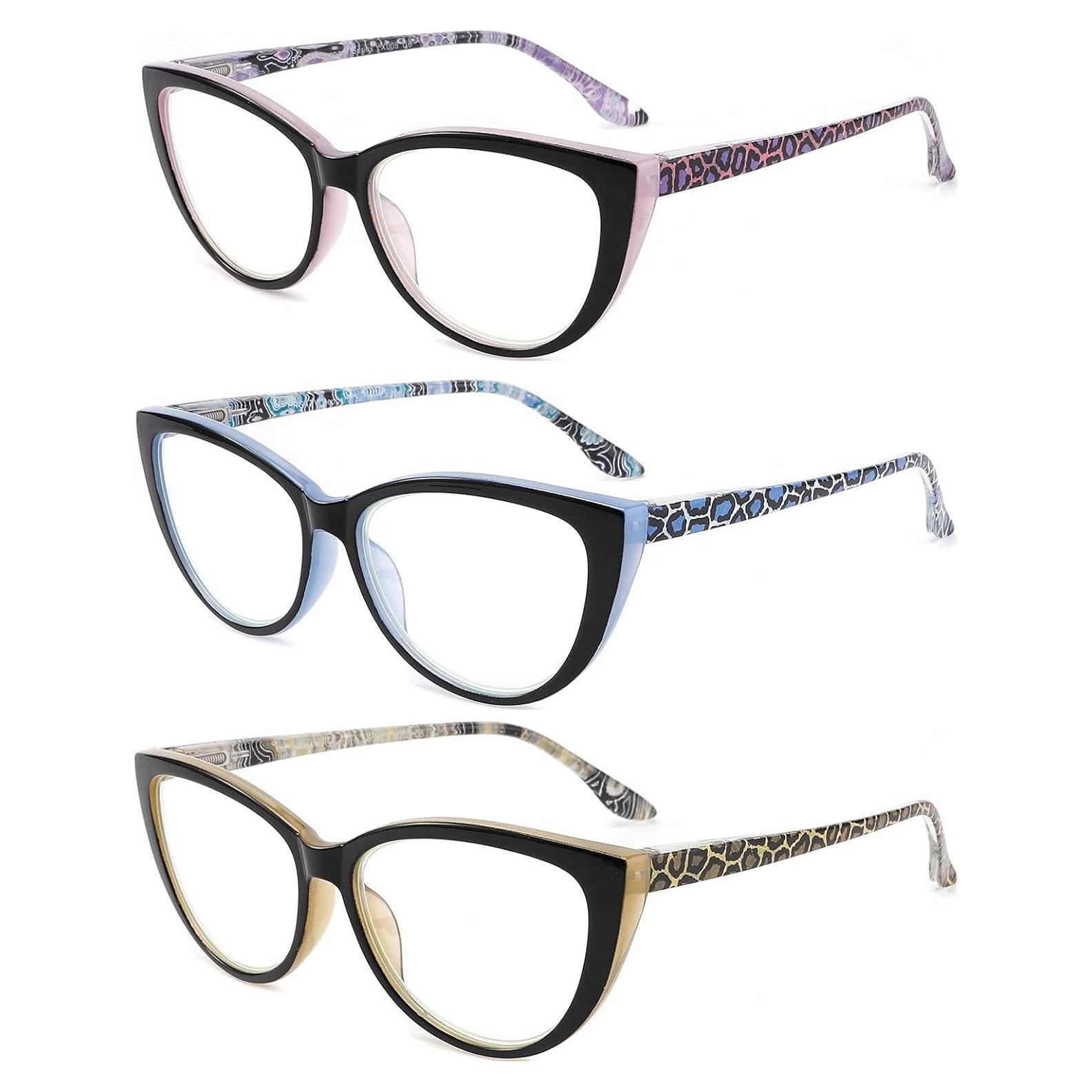CRGATV Reading Glasses 3 Pack Blue Light Blocking Computer Readers for Women Stylish Cat Eye Design Anti Eyestrain & Glare +2.25 Strength