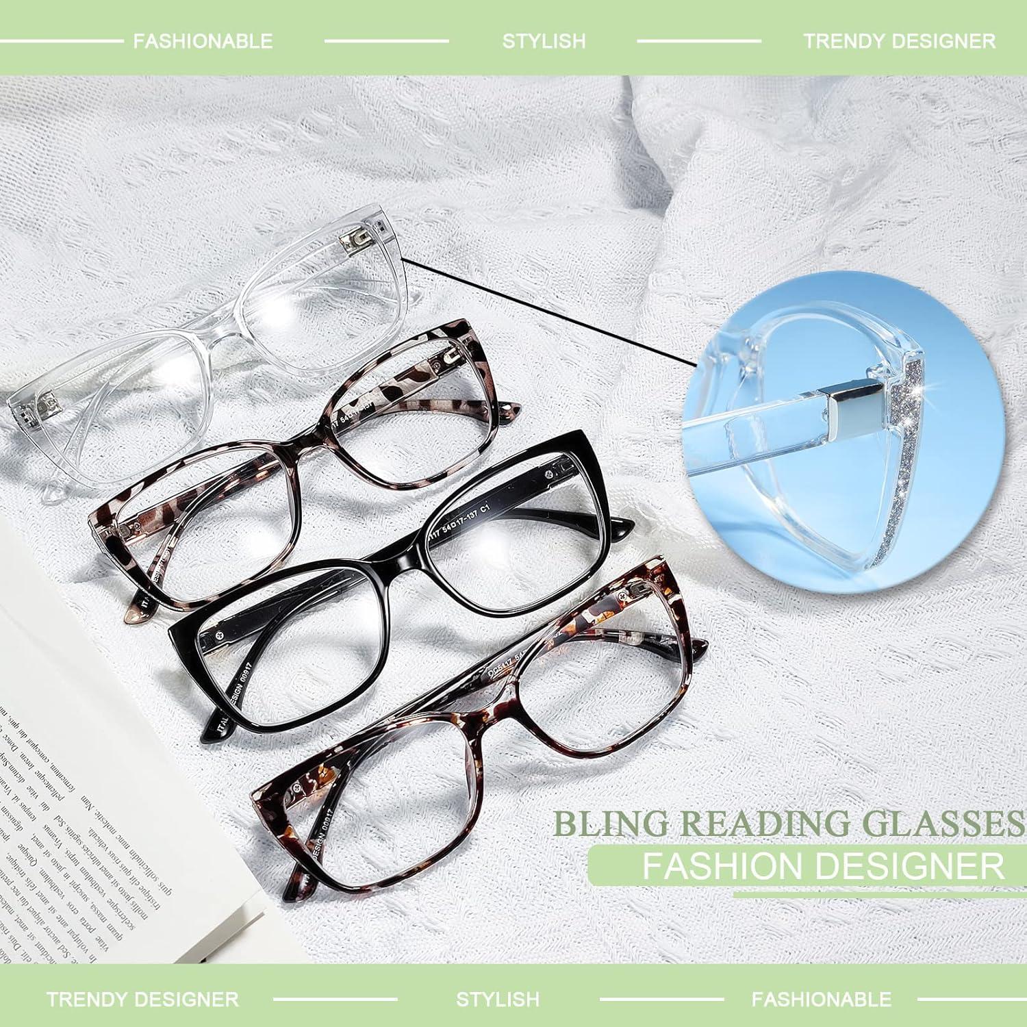 Gafas de Lectura Grandes WEMOOTANTS Estilo Gato 1.5x Brillantes