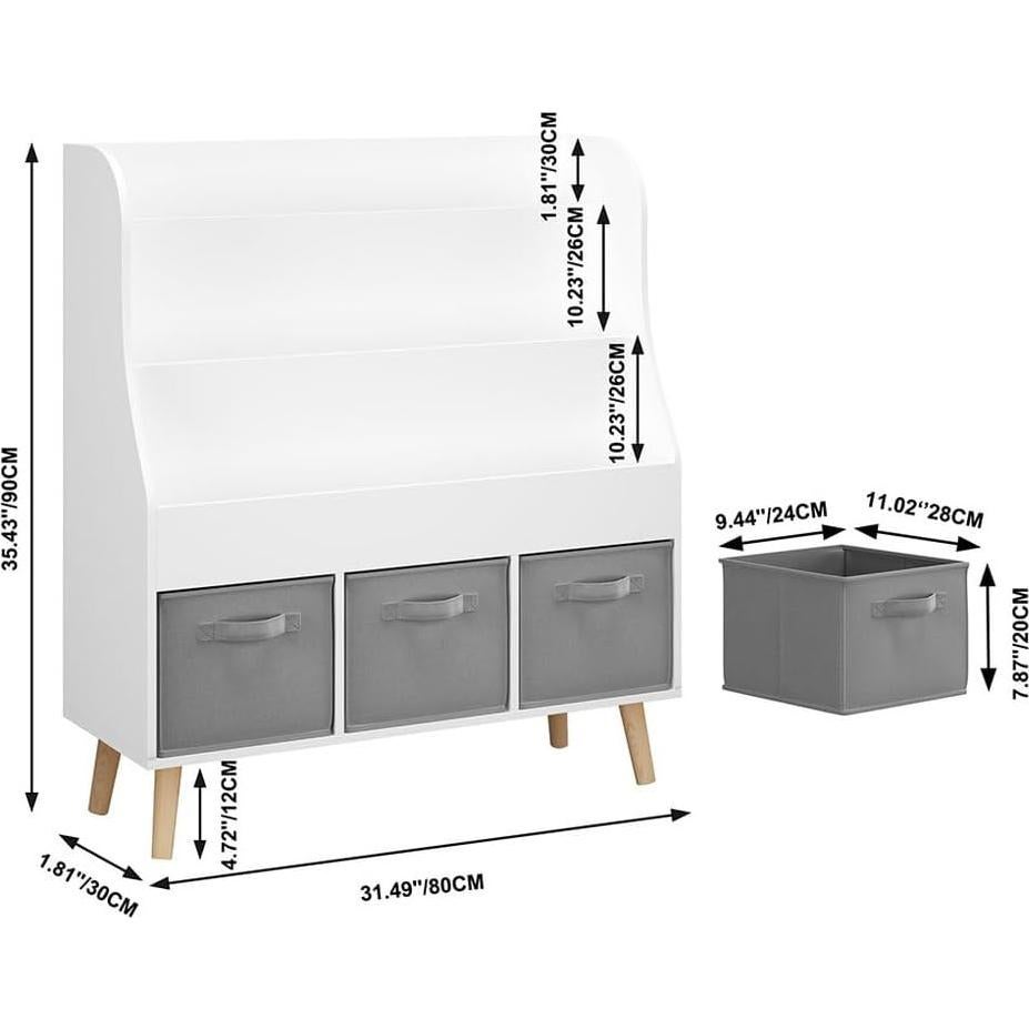 Estantería Infantil Blanco 3 Niveles con Contenedores CWKISS
