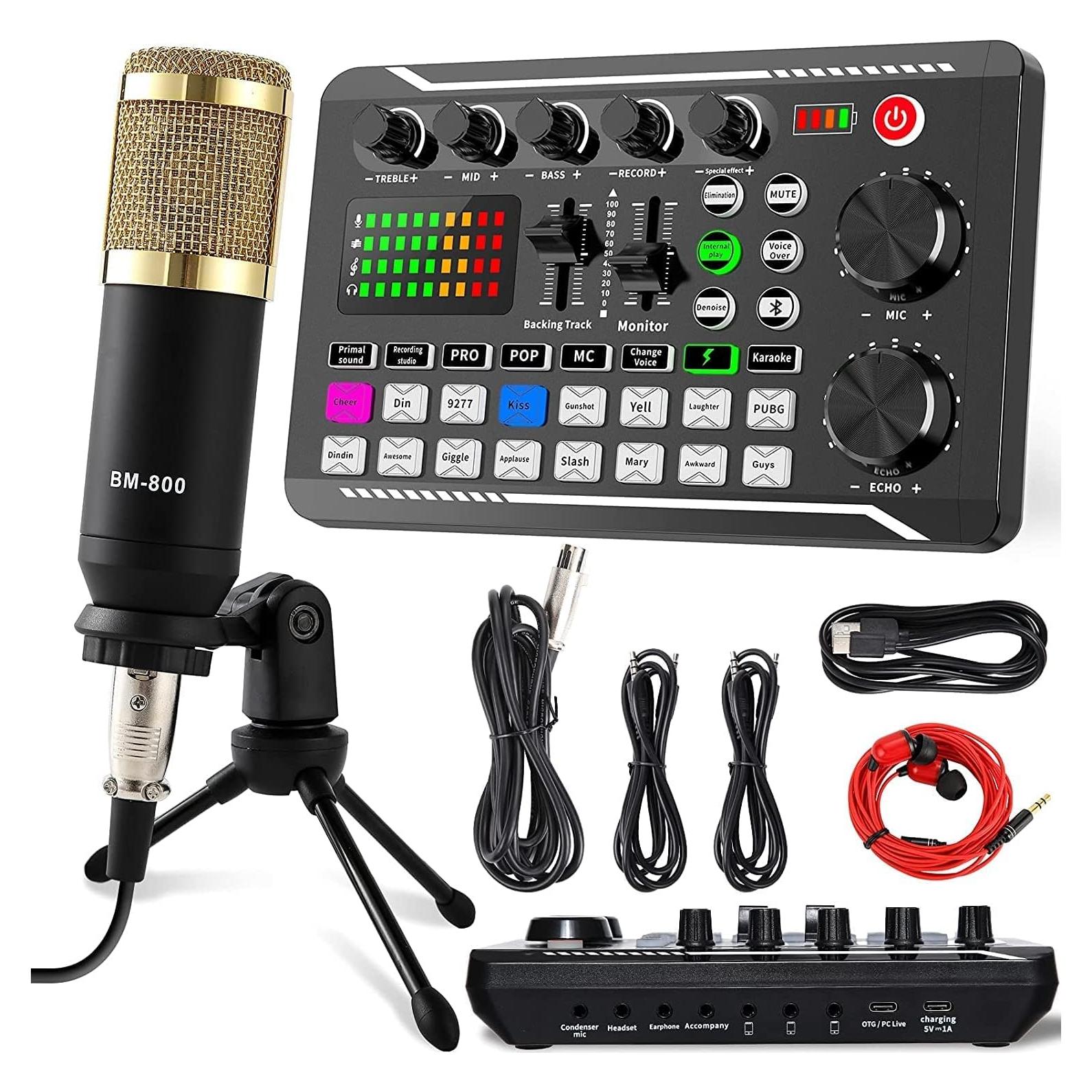 Kit de Podcast SINWE con Micrófono y Mezclador Profesional