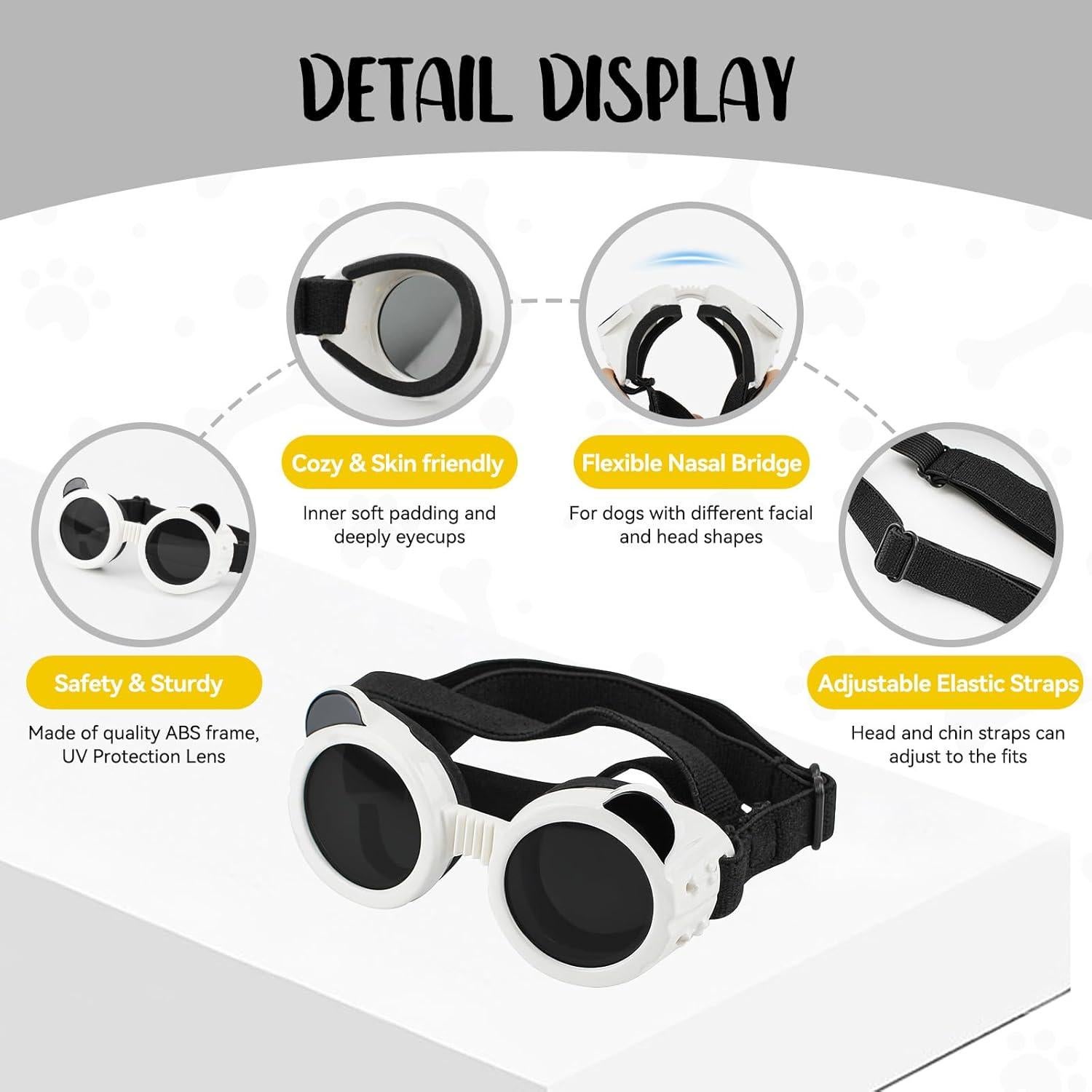 Gafas para Perros Enjoying Panda Blanco UV 6kg Ajustables