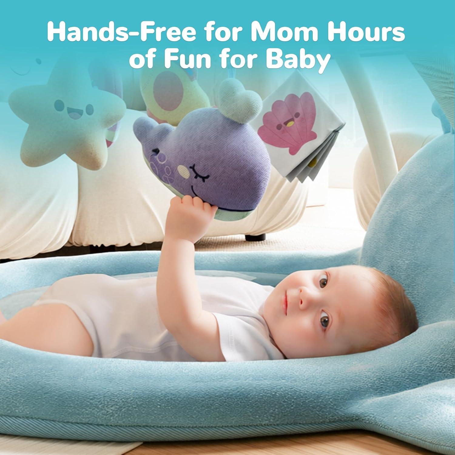 Alfombra de Juego para Bebés Ballena 100% Algodón con Juguetes