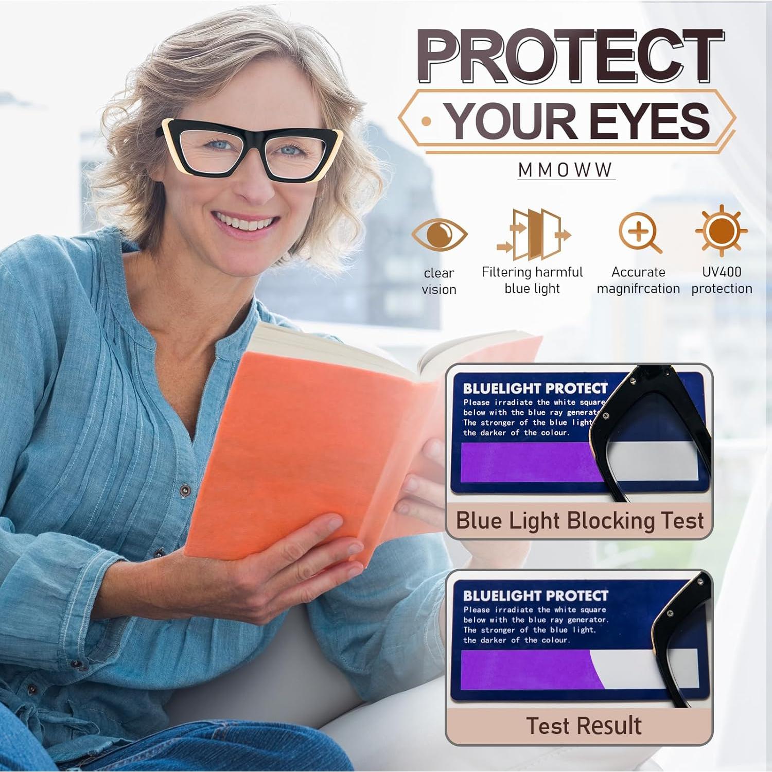 Gafas de Lectura MMOWW 3 Paquetes Anti-luz Azul Mujeres