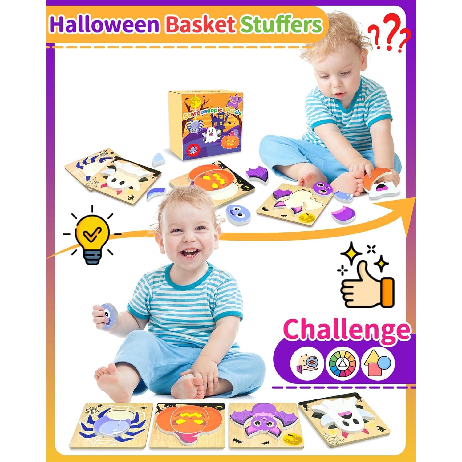 Rompecabezas de Madera Halloween Oomloid - 4 Piezas para Niños