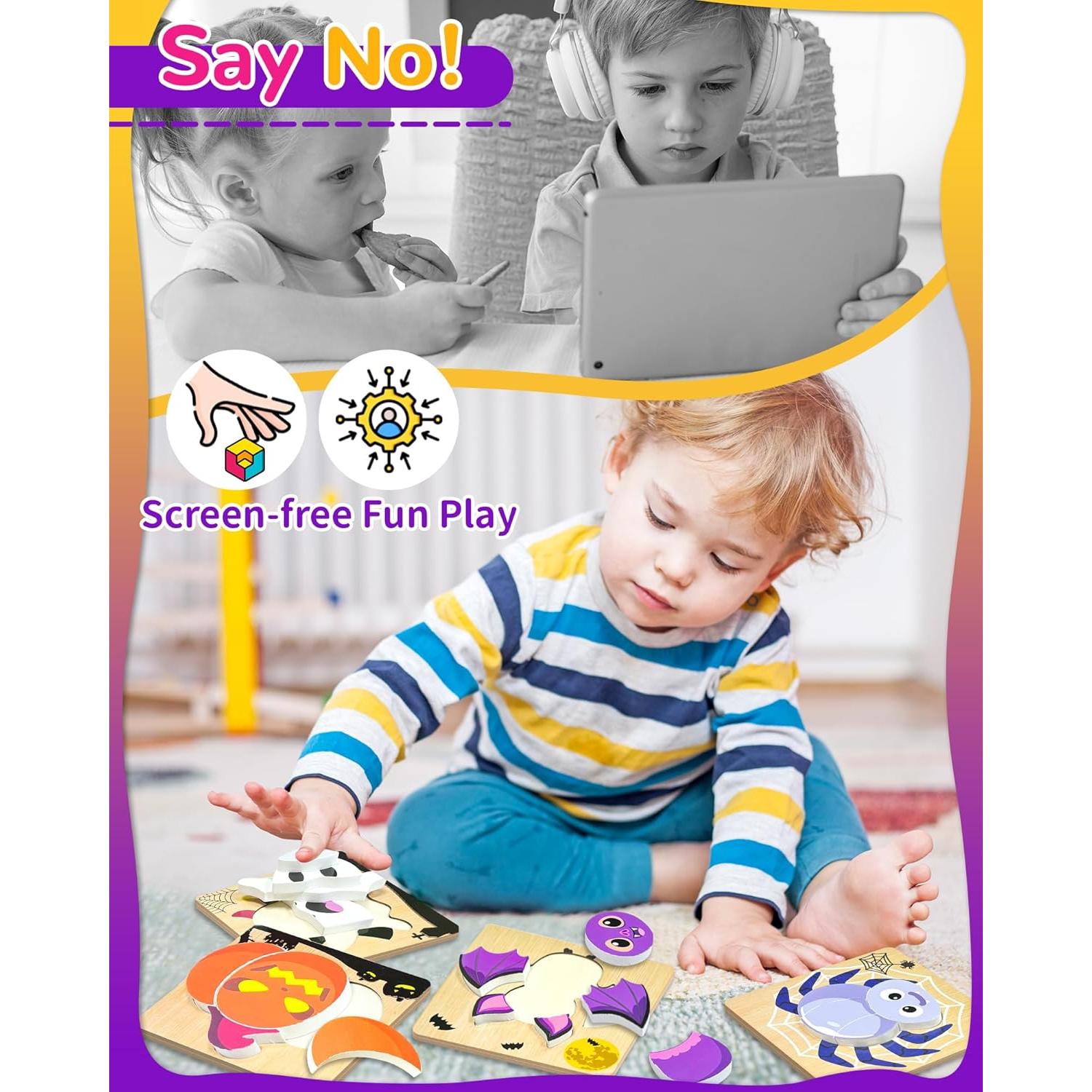 Rompecabezas de Madera Halloween Oomloid - 4 Piezas para Niños