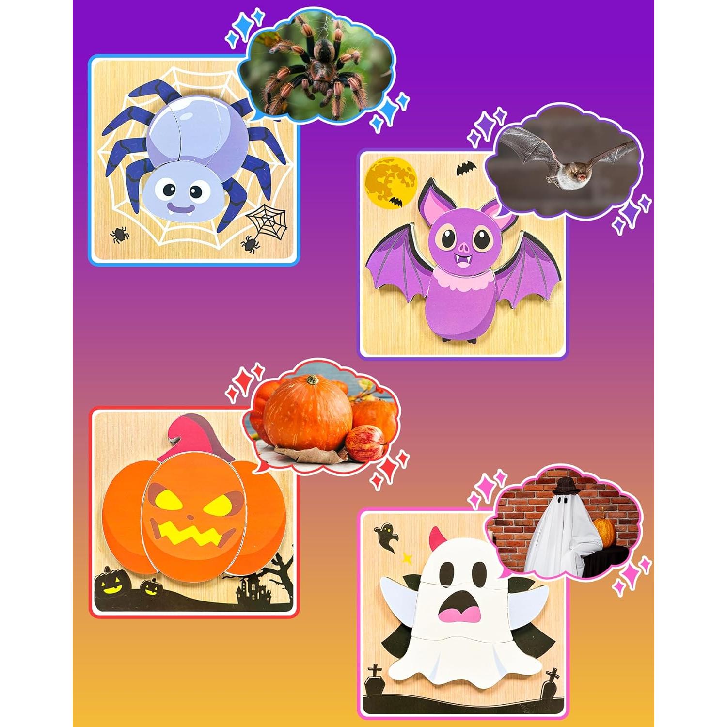 Rompecabezas de Madera Halloween Oomloid - 4 Piezas para Niños