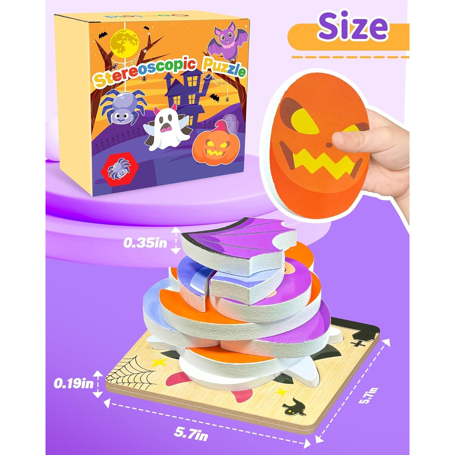 Rompecabezas de Madera Halloween Oomloid - 4 Piezas para Niños