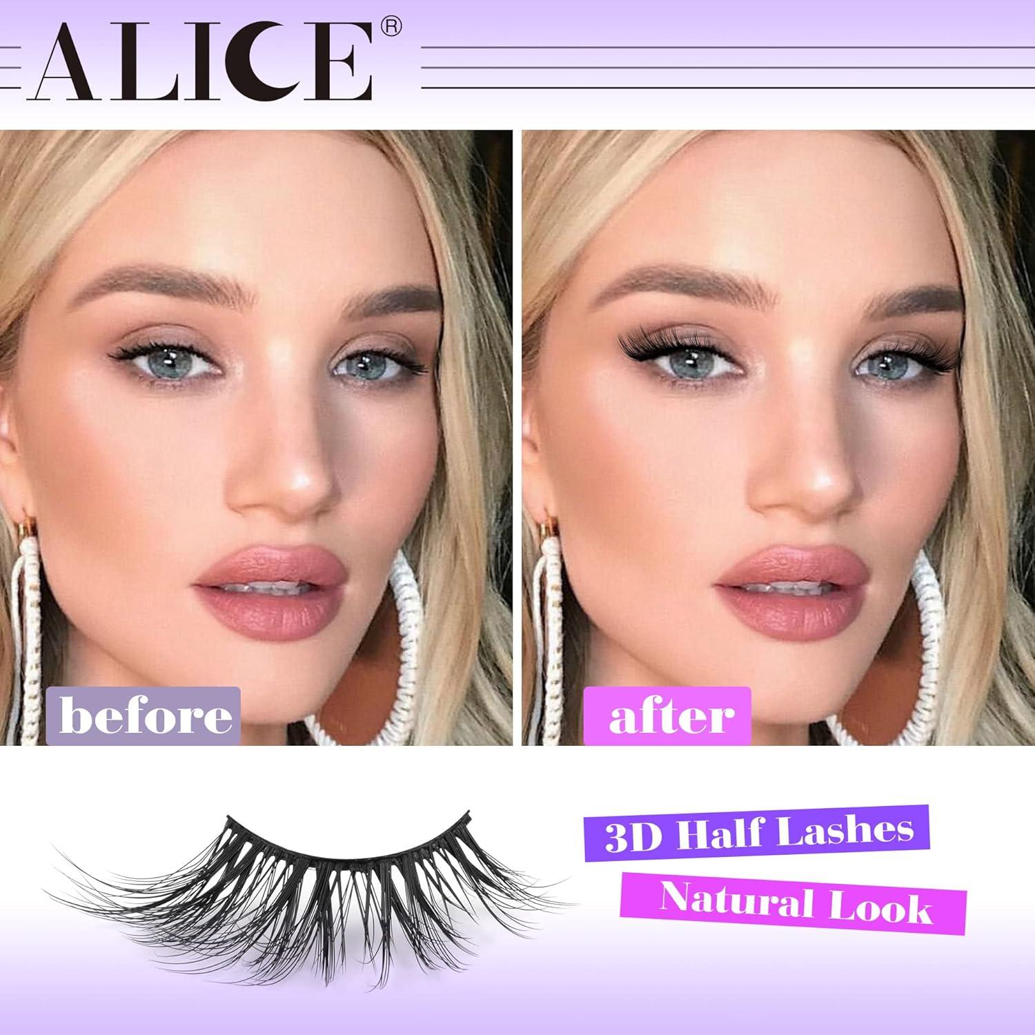 Pestañas Postizas Half Lashes ALICE 3D Naturales 7 Pares