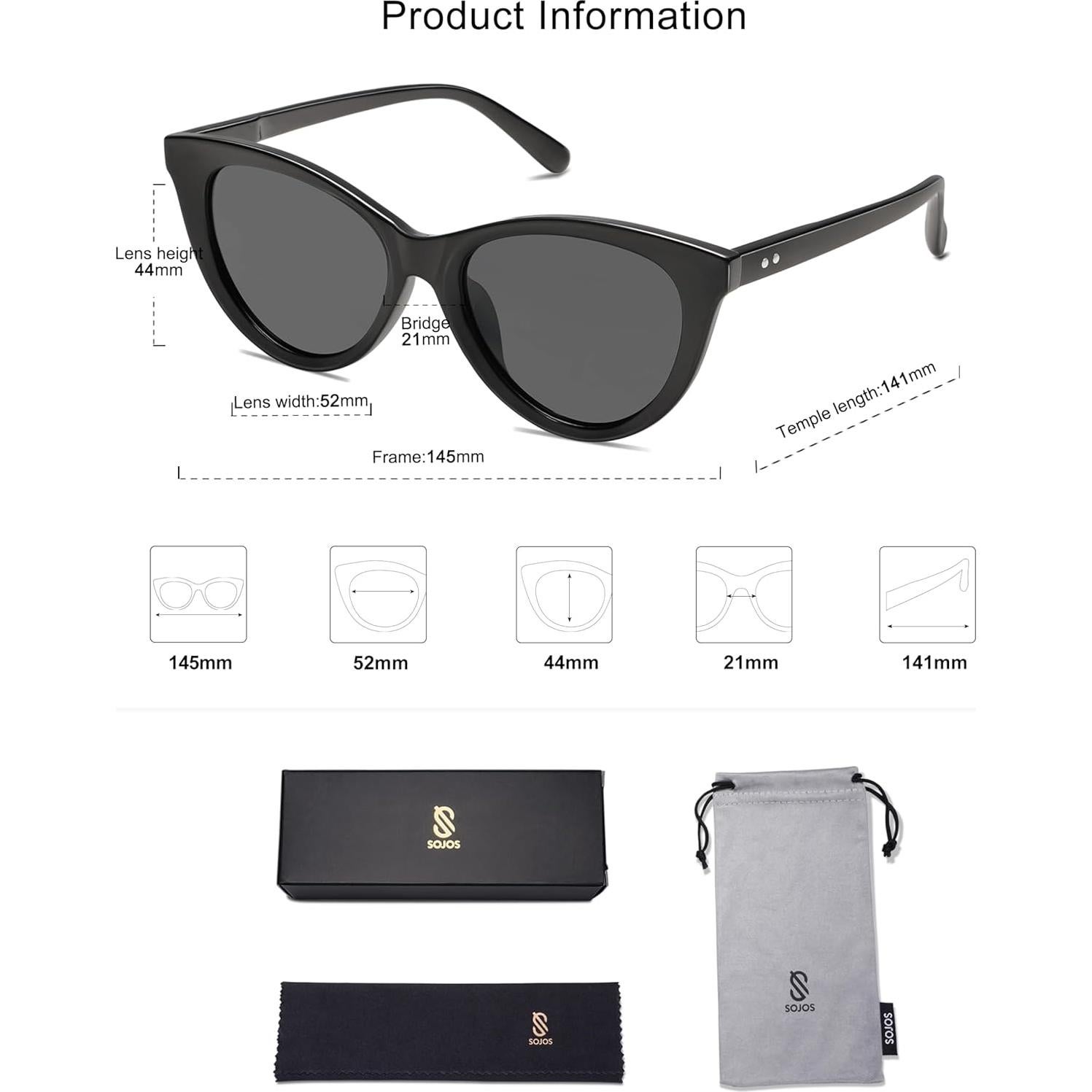 Gafas de sol polarizadas SojoS SJ2221 estilo ojo de gato