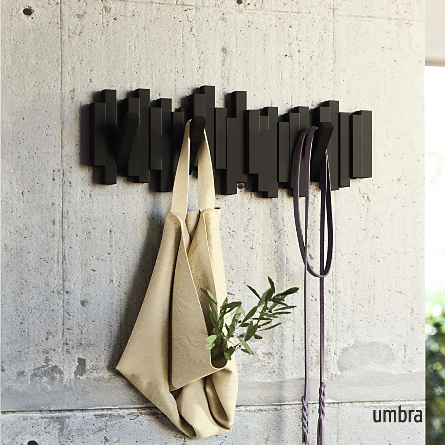 Perchero de pared Umbra Sticks negro con 5 ganchos abatibles