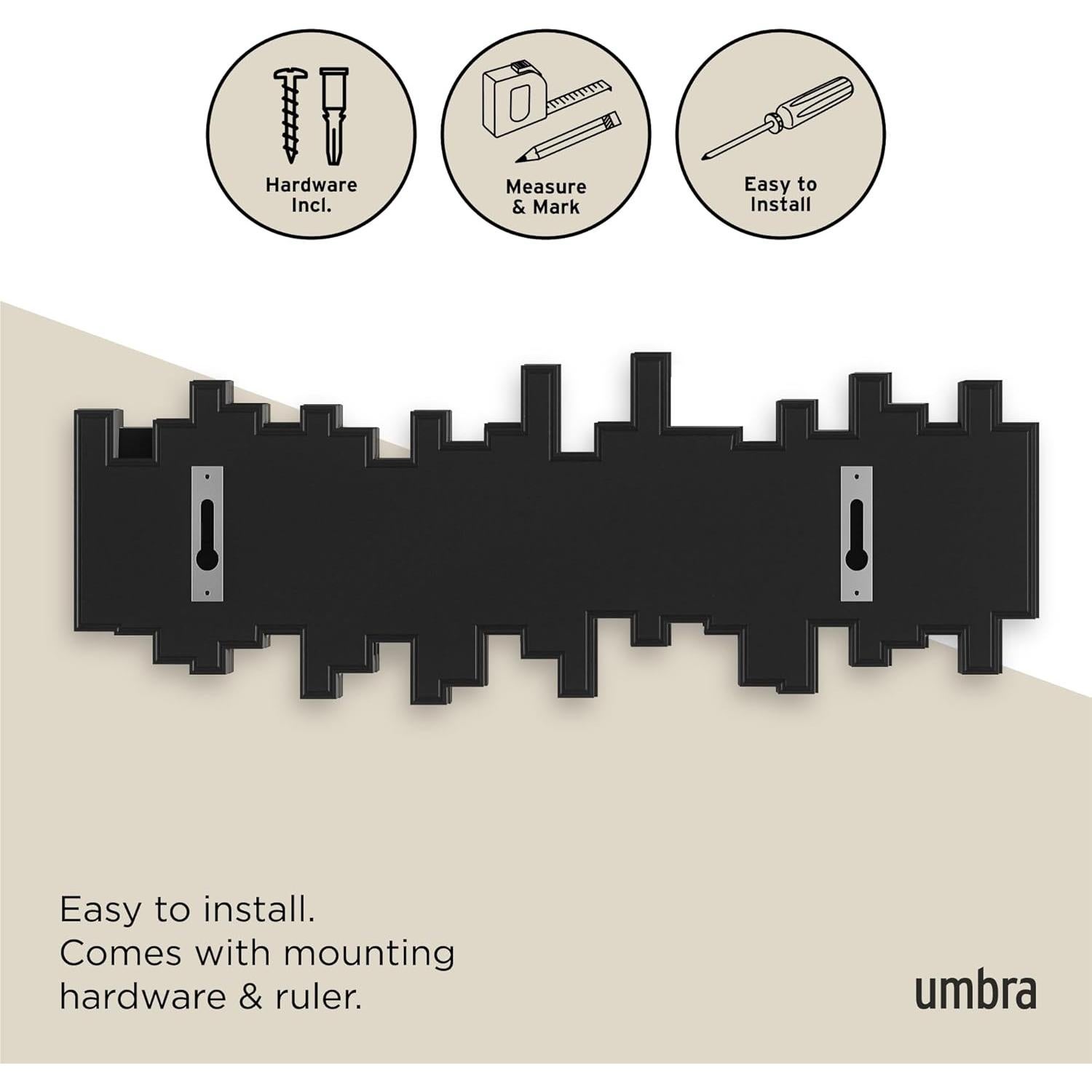 Perchero de pared Umbra Sticks negro con 5 ganchos abatibles