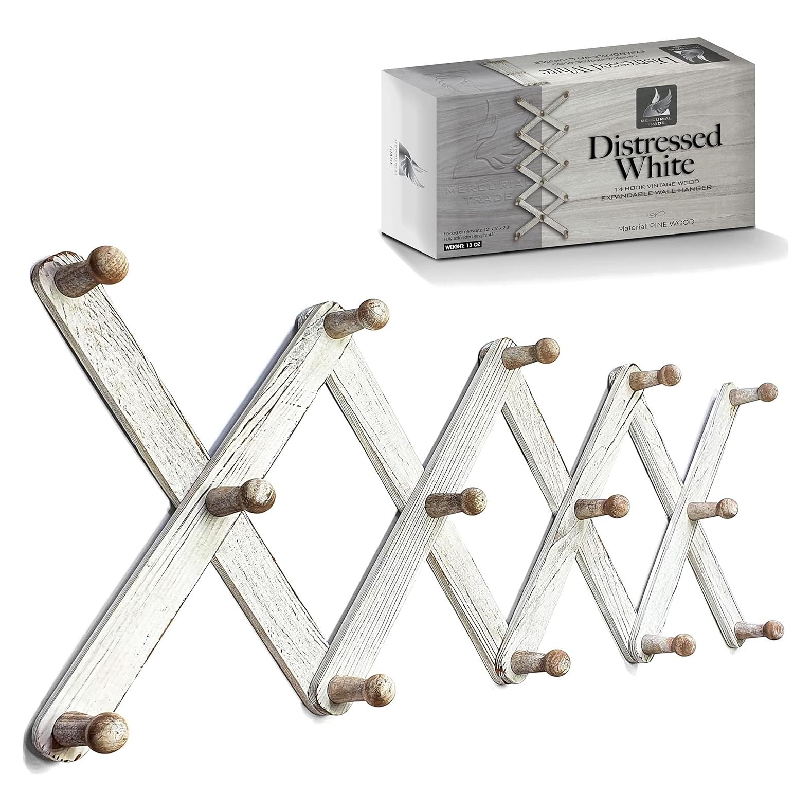Perchero de Madera Expandible Mercurial Trade 14 Ganchos Blanco